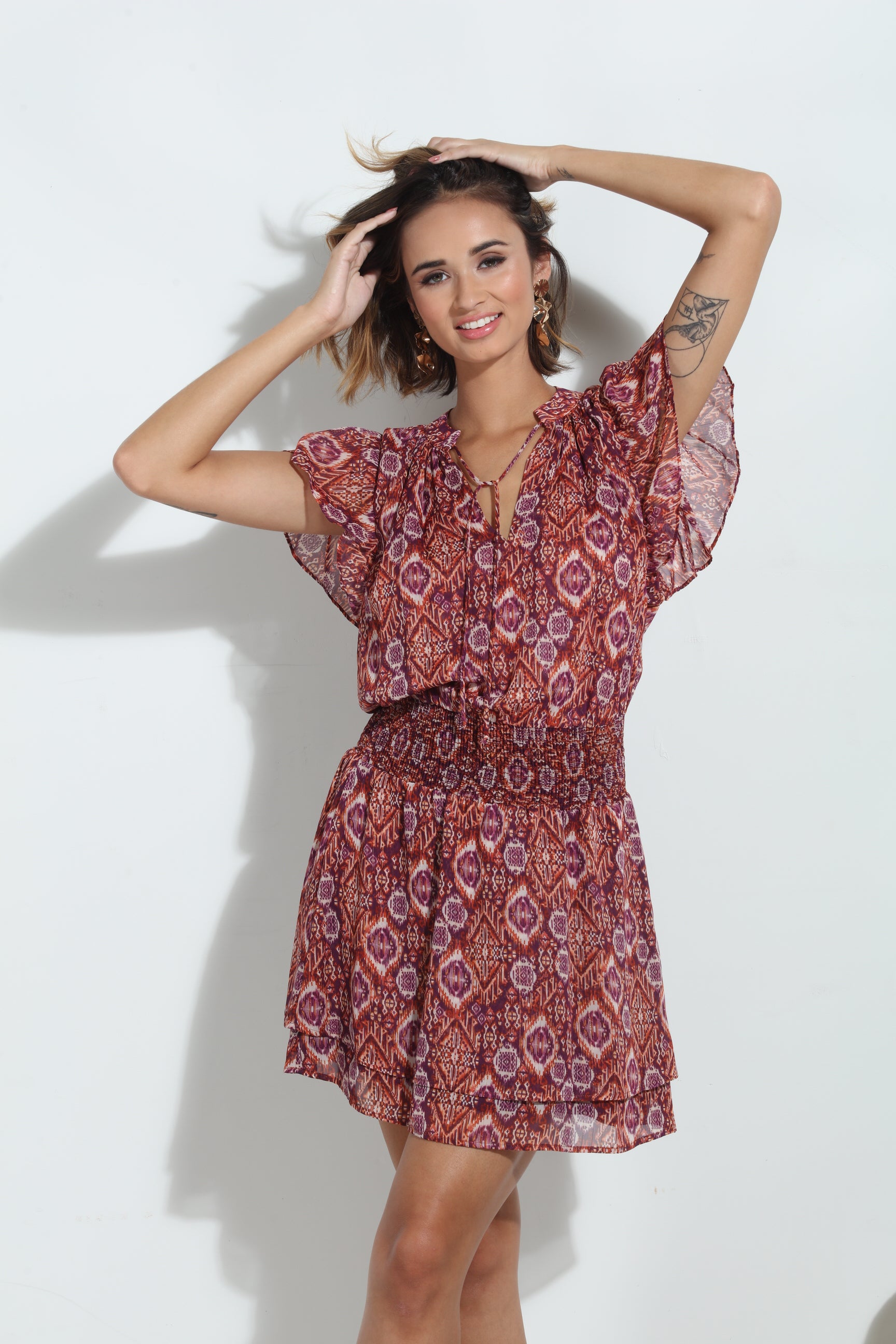 Nellly Short Sleeve Smocked Dress