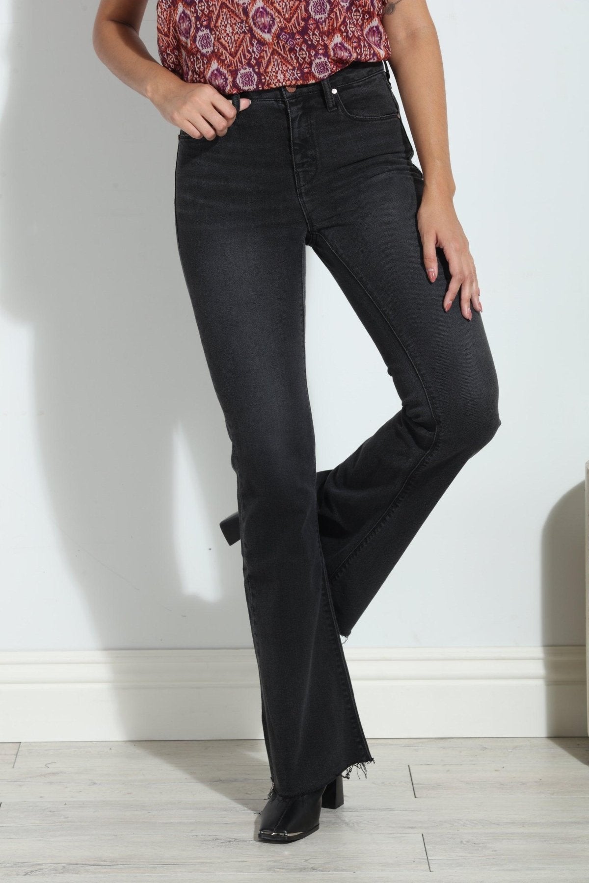 Unpublished Distressed Janet Flare Jean- Black - FINAL SALE