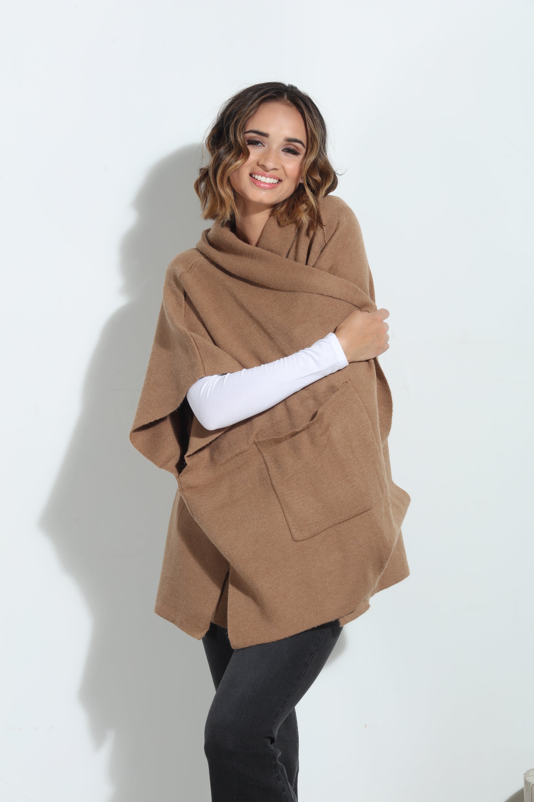 Camel Cozy Hooded Poncho-BEST SELLER-BEST SELLER