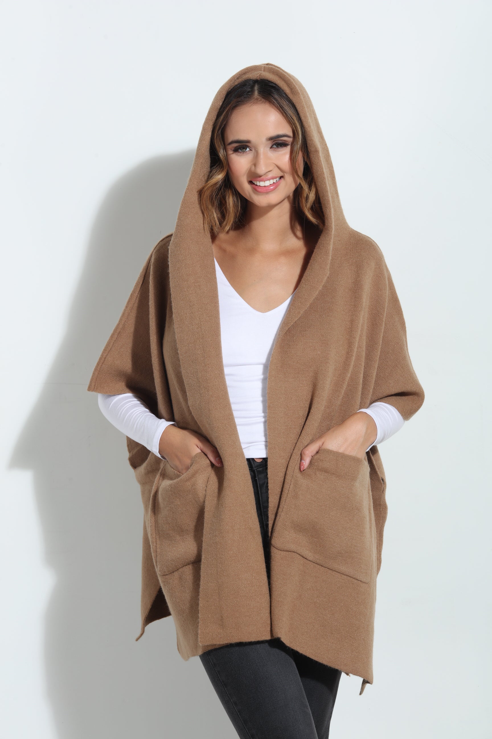 Camel Cozy Hooded Poncho-BEST SELLER-BEST SELLER