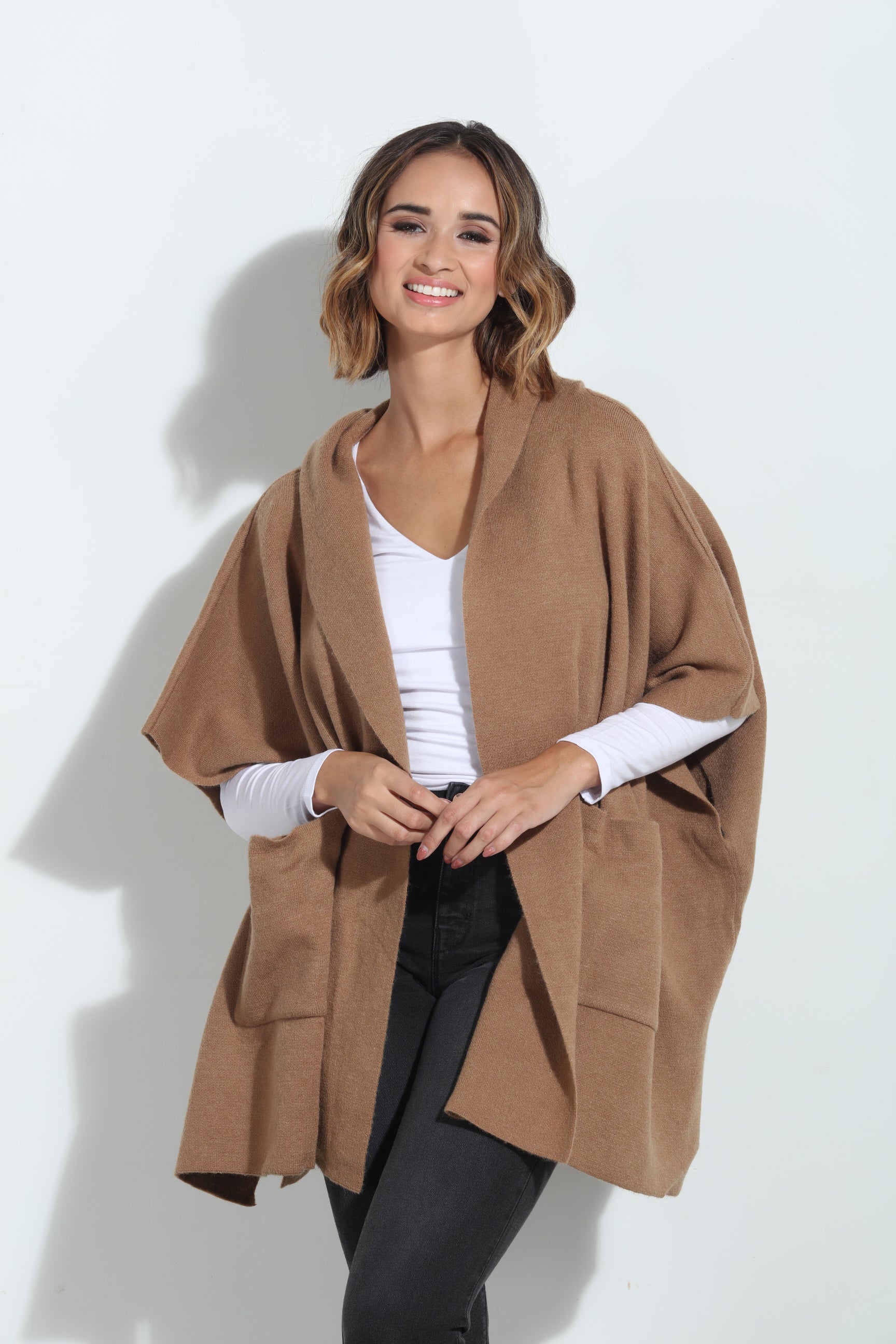 Camel Cozy Hooded Poncho-BEST SELLER-BEST SELLER