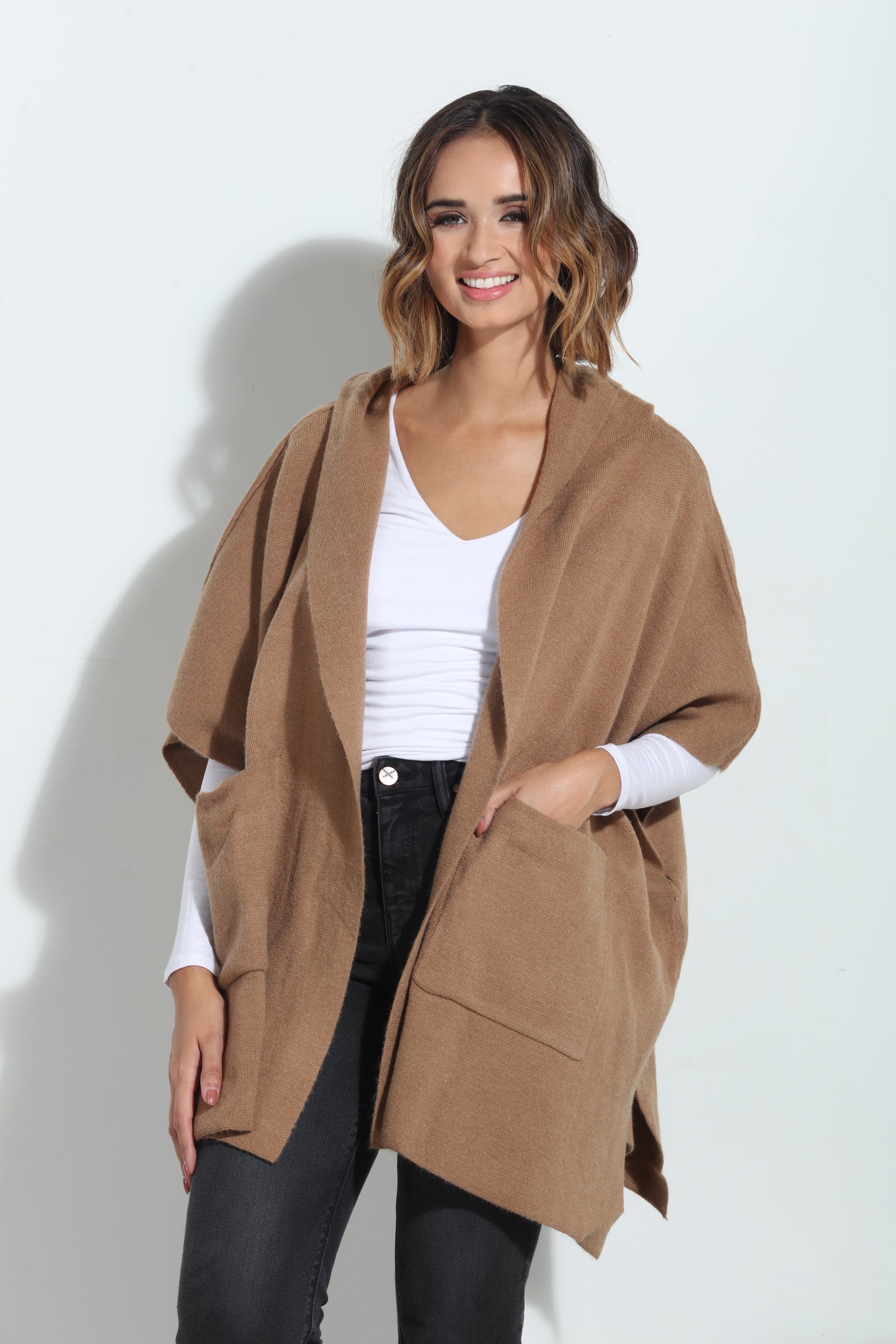 Camel Cozy Hooded Poncho-BEST SELLER-BEST SELLER