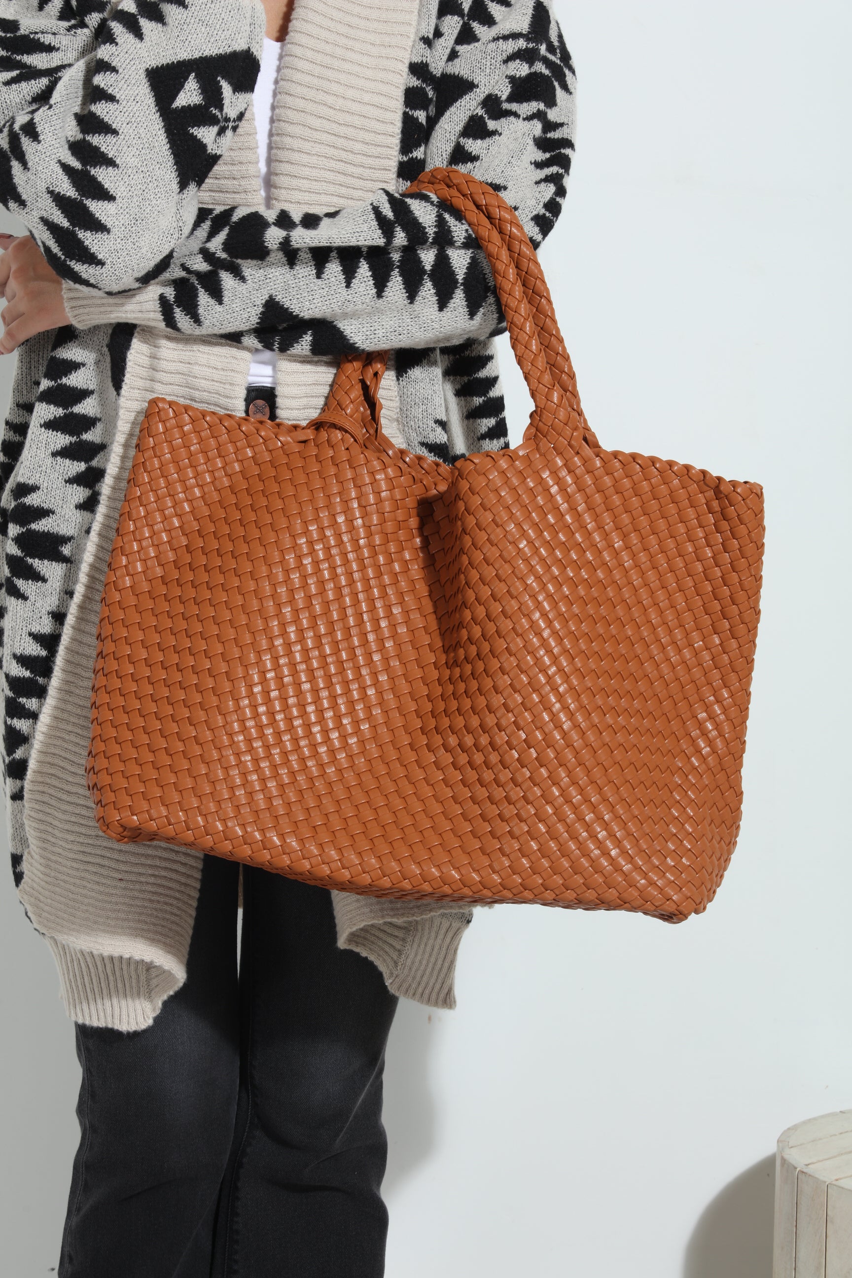 Solana Woven Tote- Rust