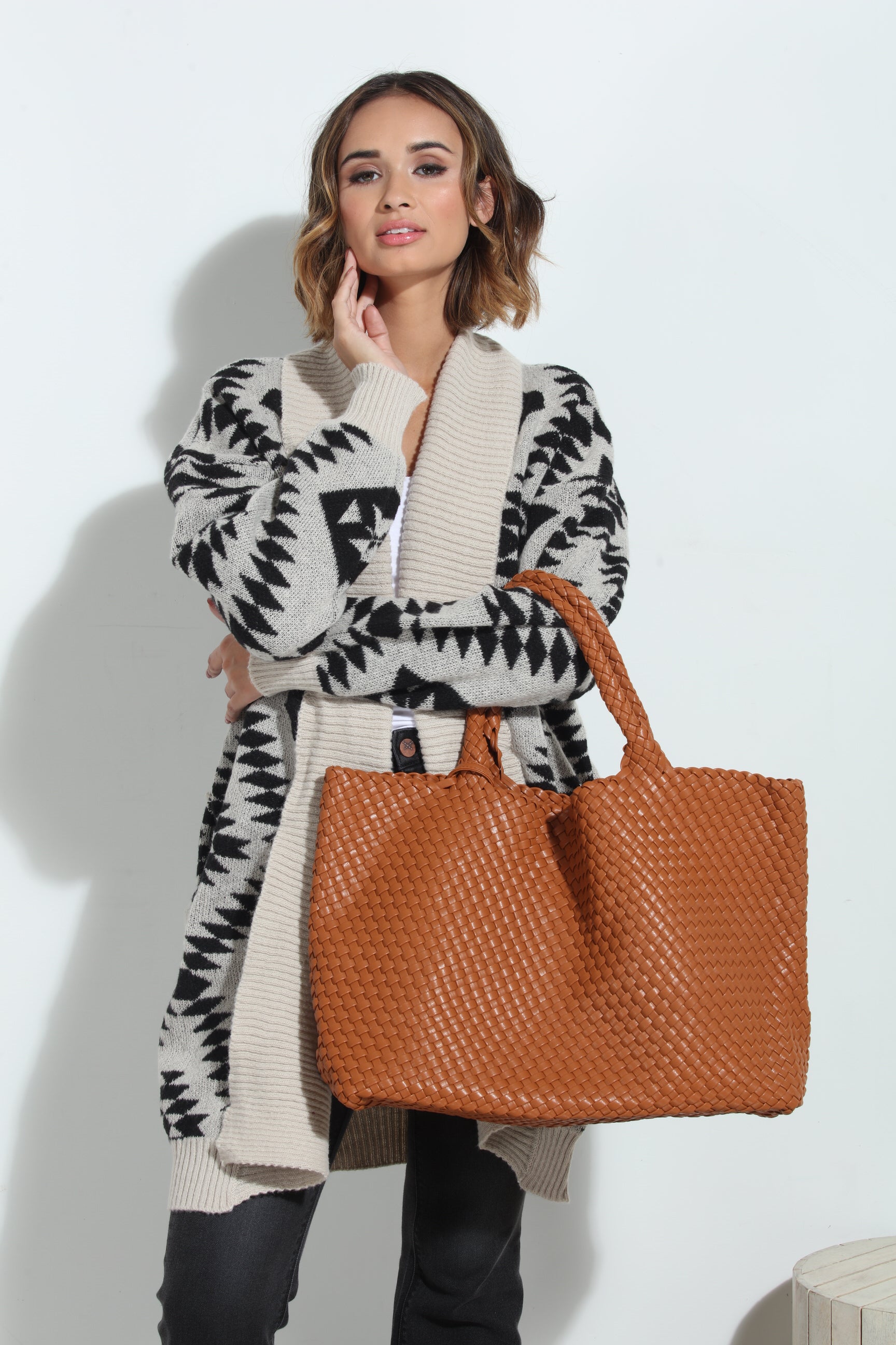 Solana Woven Tote- Rust