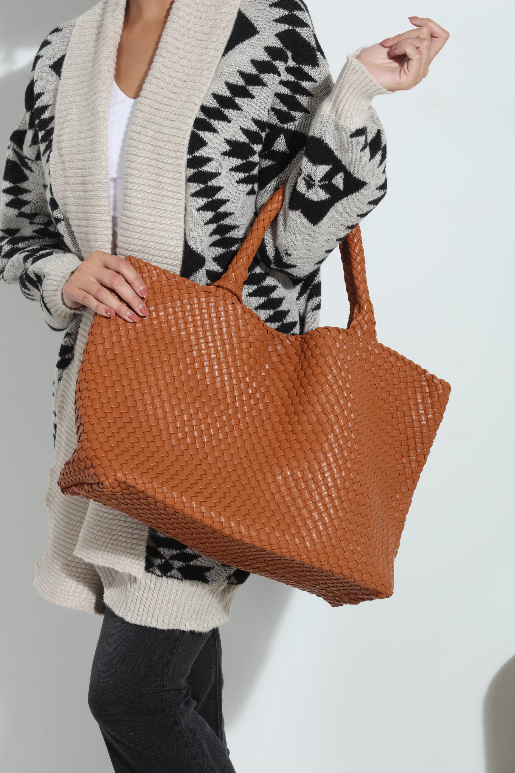 Solana Woven Tote- Rust