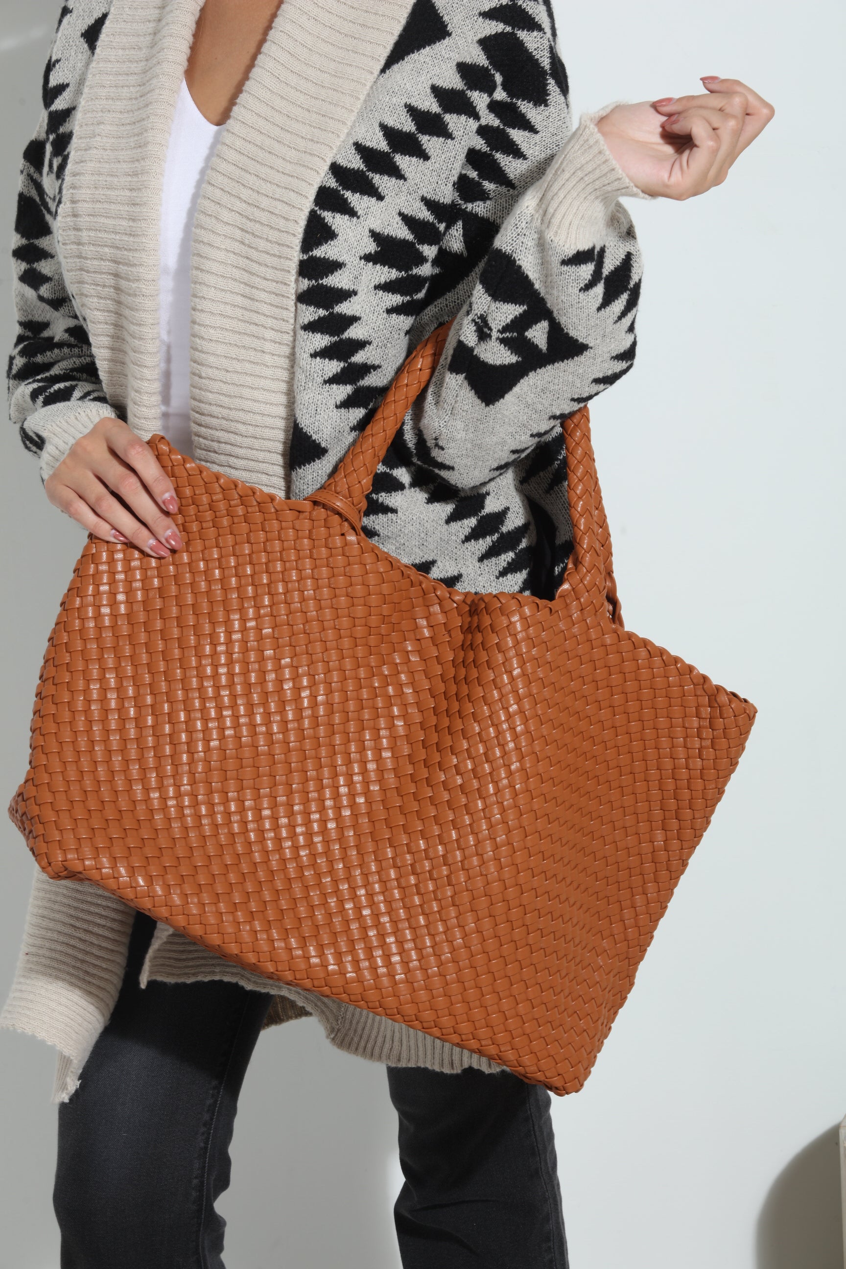 Solana Woven Tote- Rust