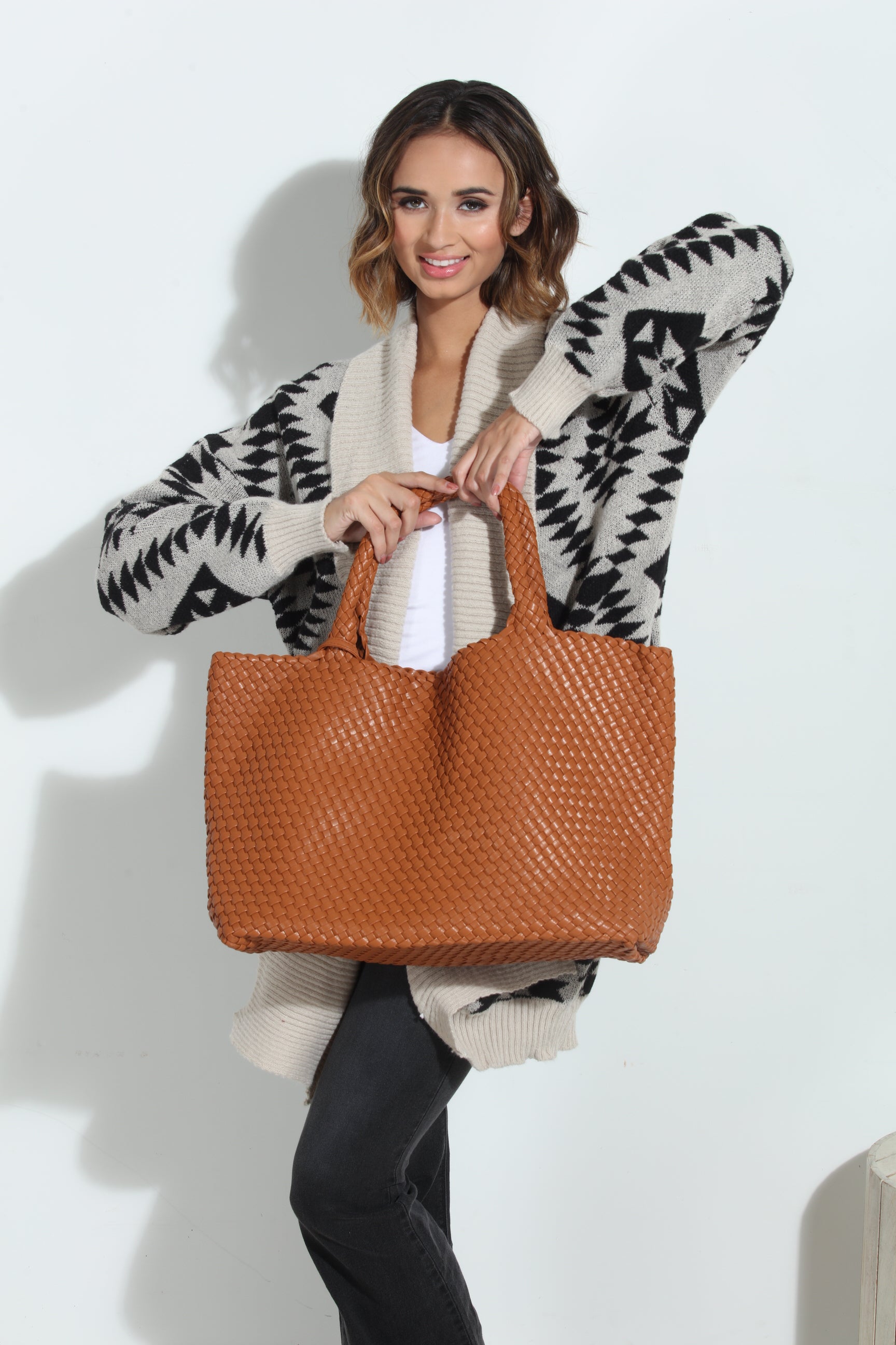 Solana Woven Tote- Rust