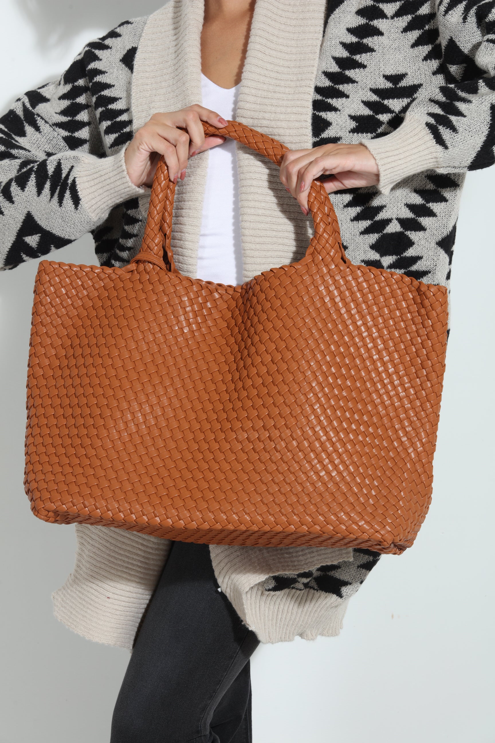 Solana Woven Tote- Rust