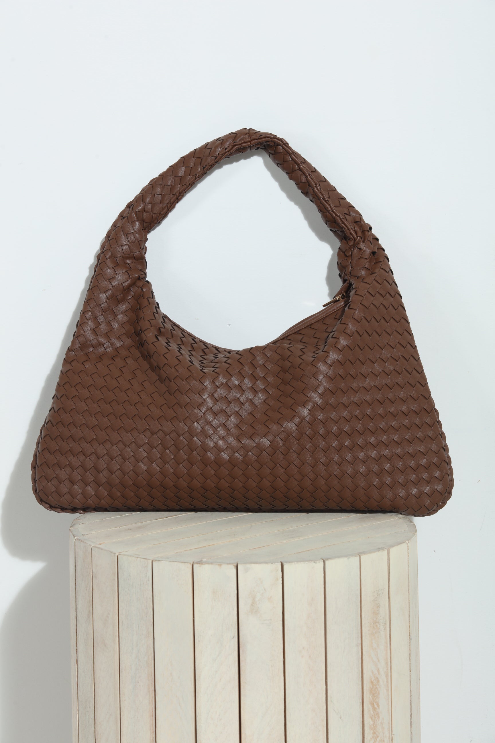 Chocolate Woven Shoulder Purse