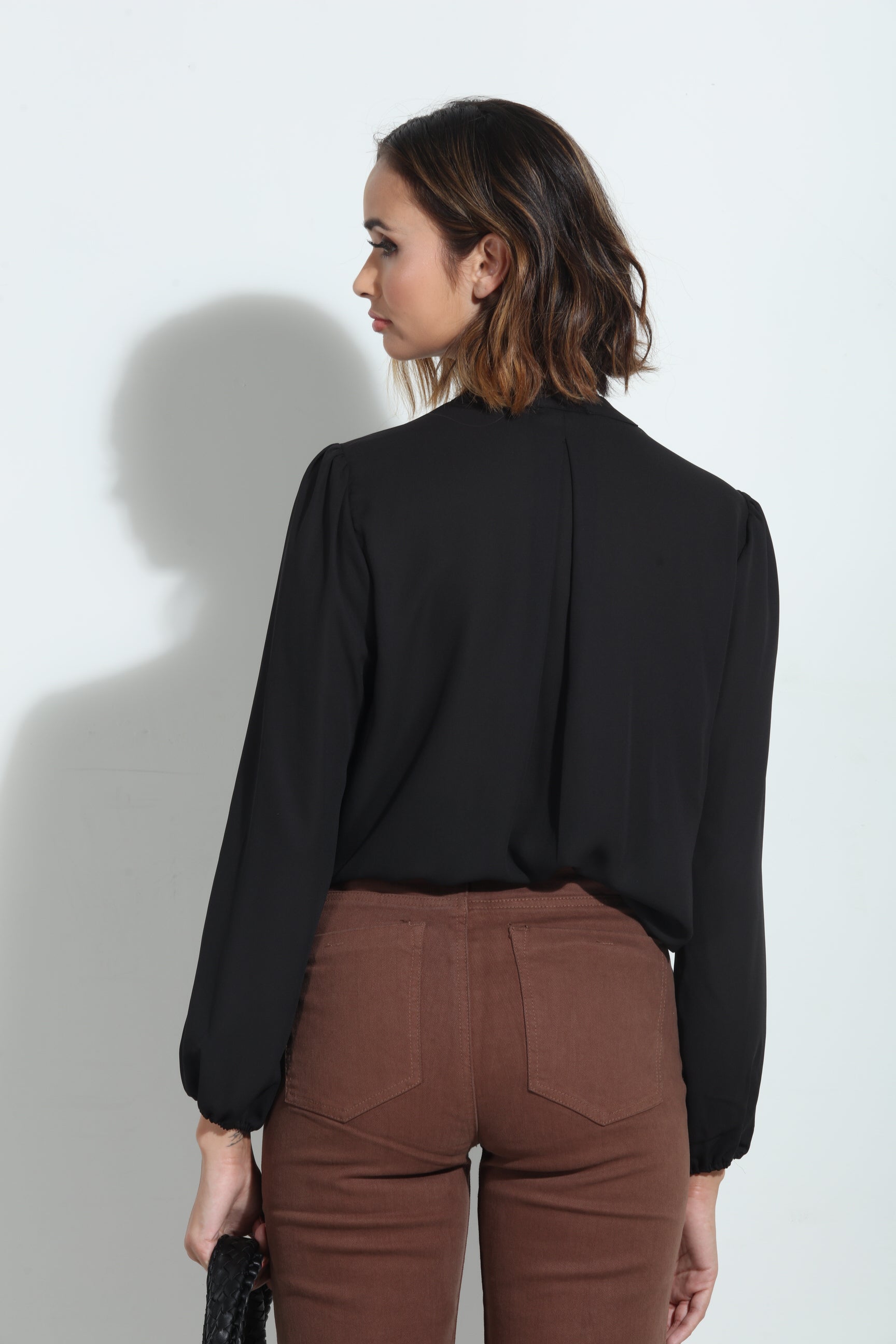 Black Split-Neck Blouse - BEST SELLER