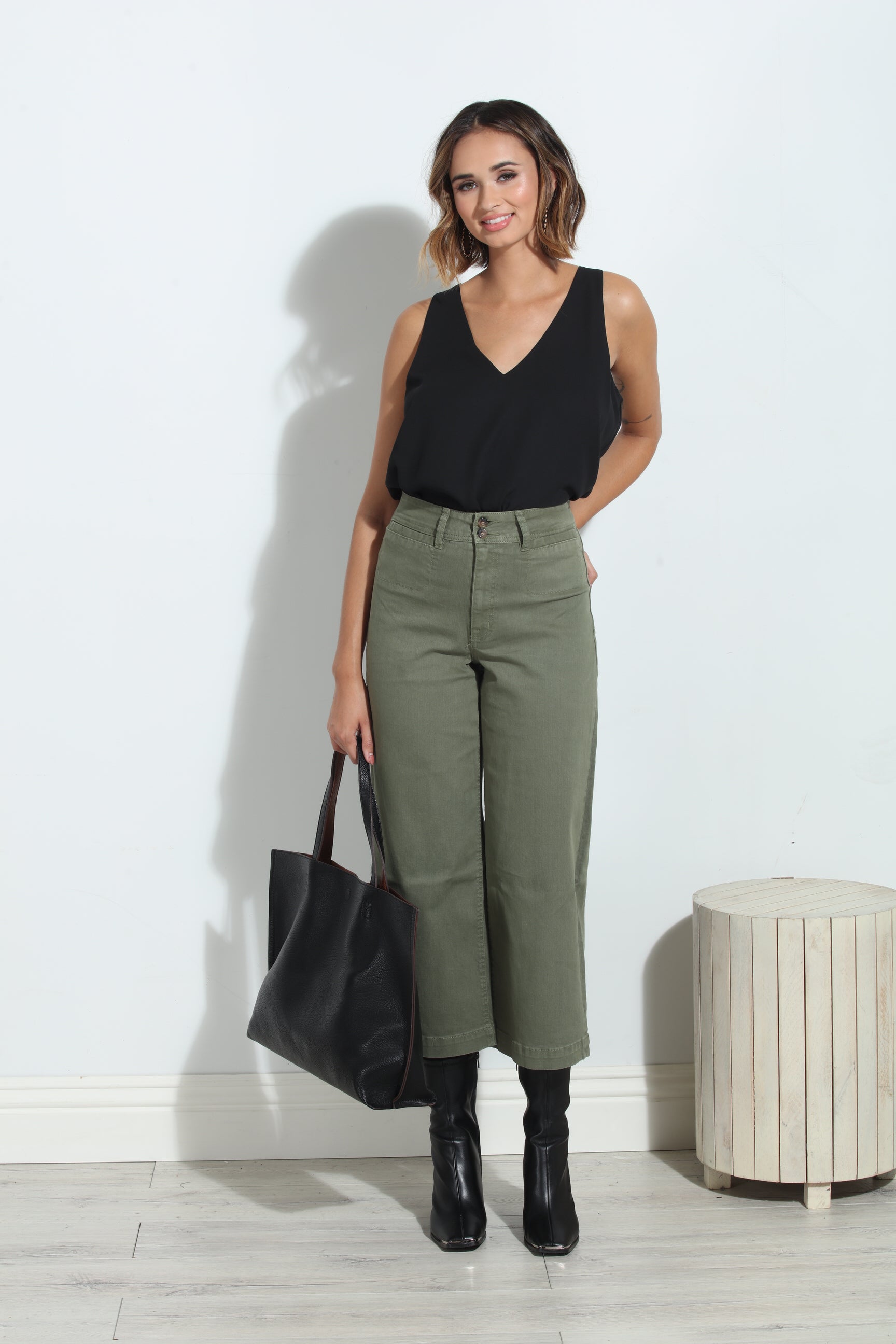 Unpublished Gemma Olive Cropped  Pant-FINAL SALE