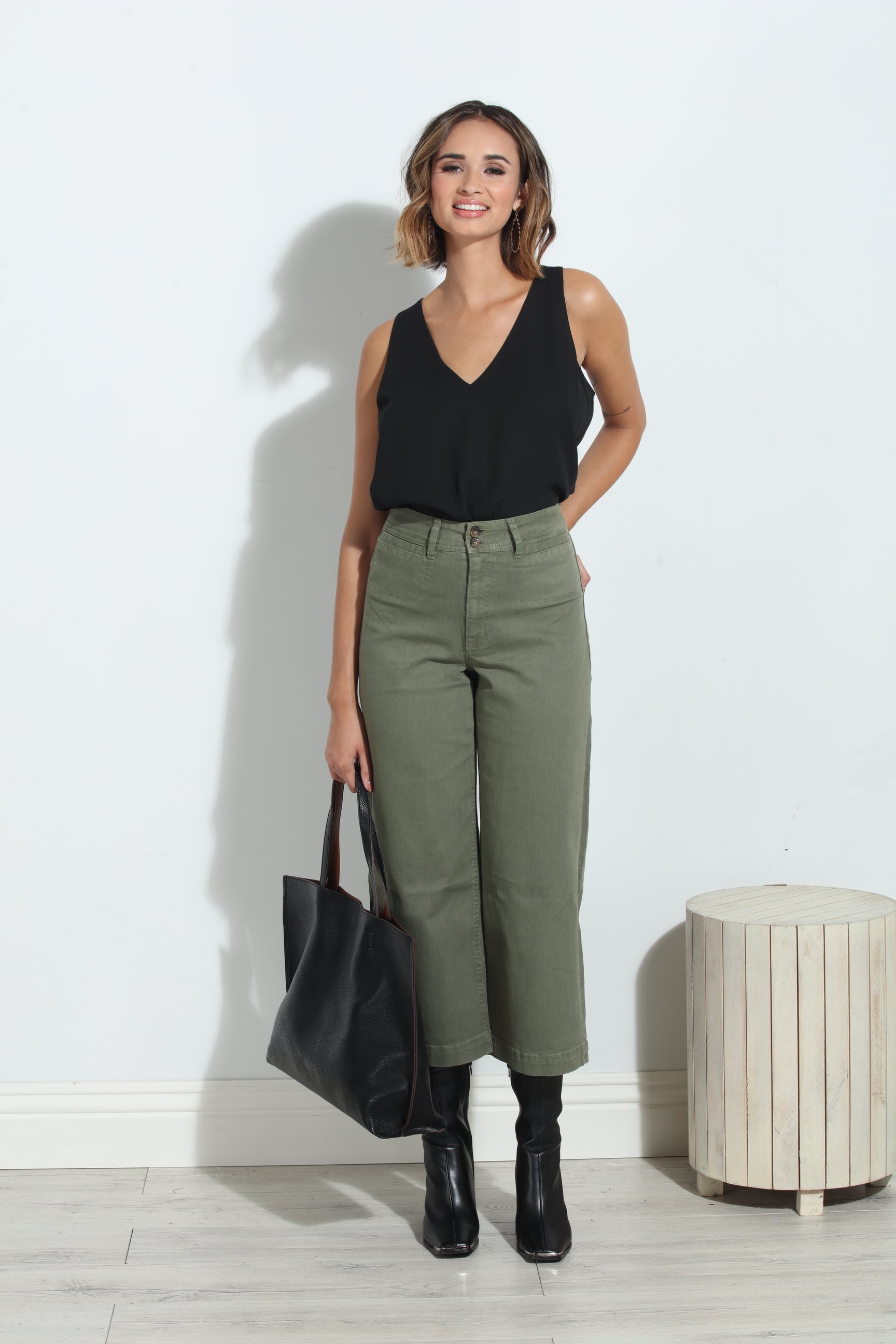 Unpublished Gemma Olive Cropped  Pant-FINAL SALE