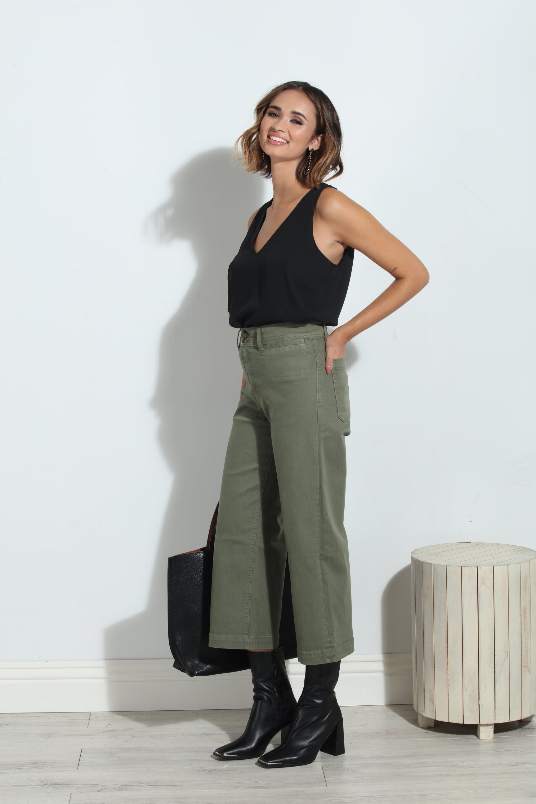 Unpublished Gemma Olive Cropped  Pant-FINAL SALE