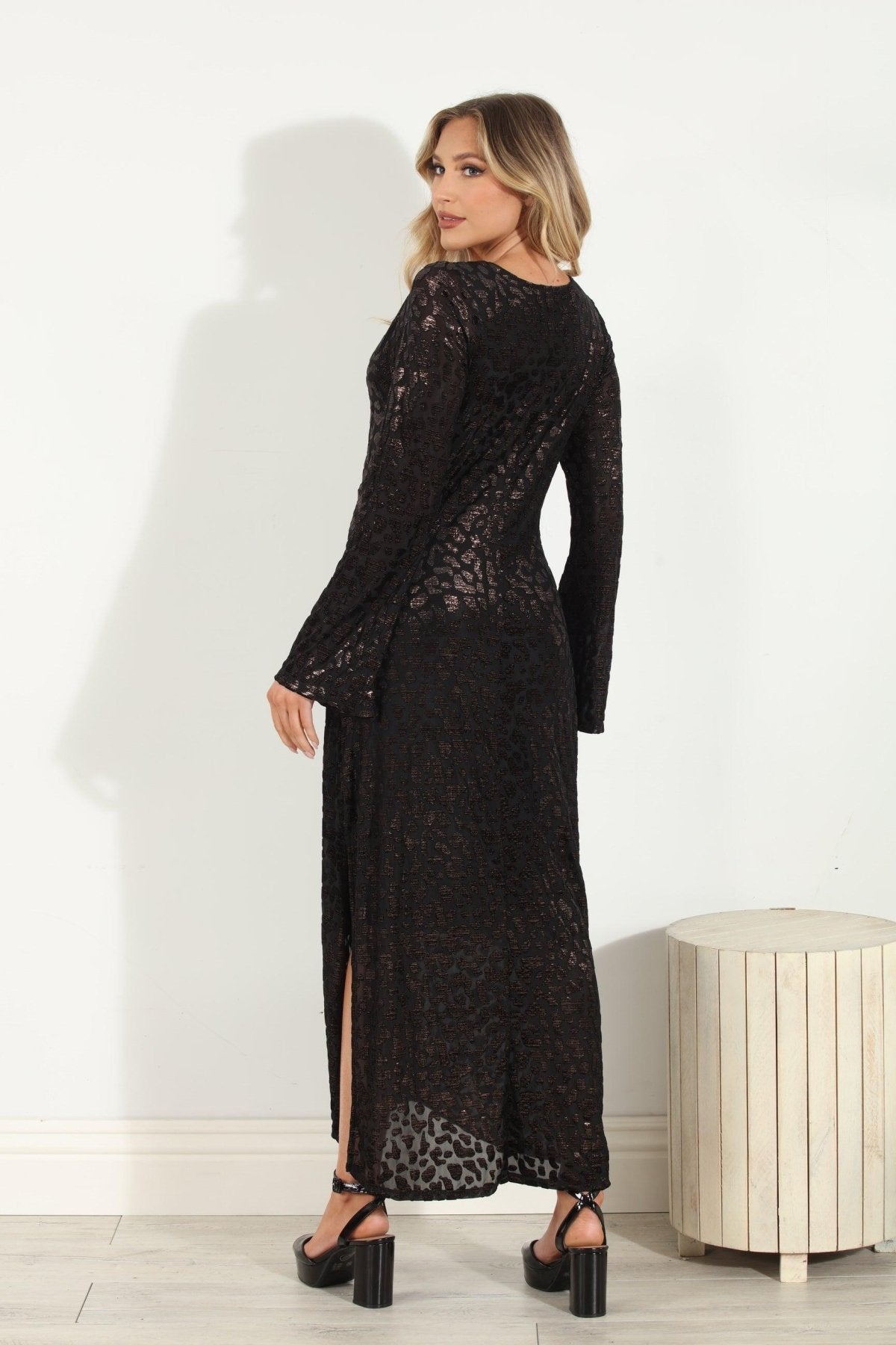 Layla Velvet V-Neck Shirred Midi Dress