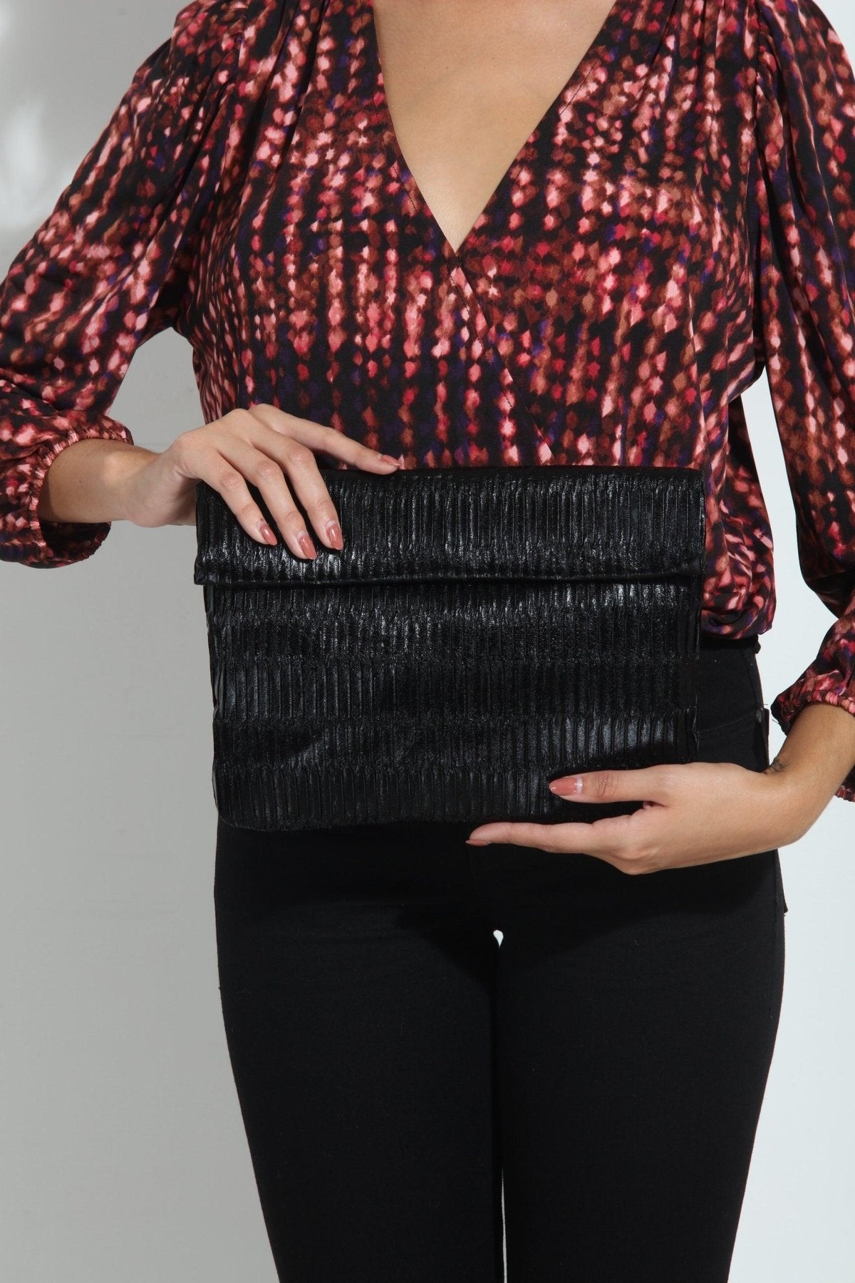 Gianna Fold Over Clutch- Black-FINAL SALE