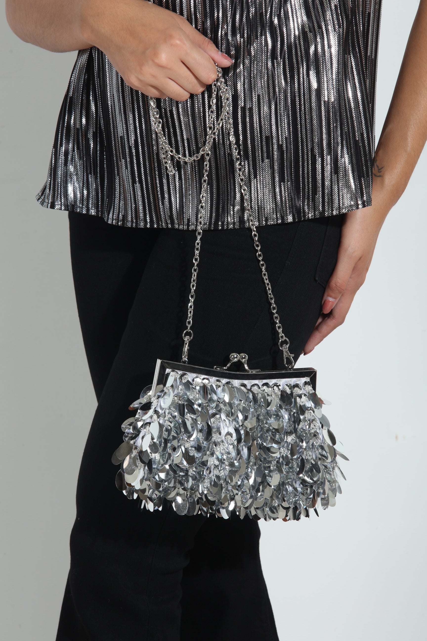 Silver Sequin Party Clutch-BEST SELLER