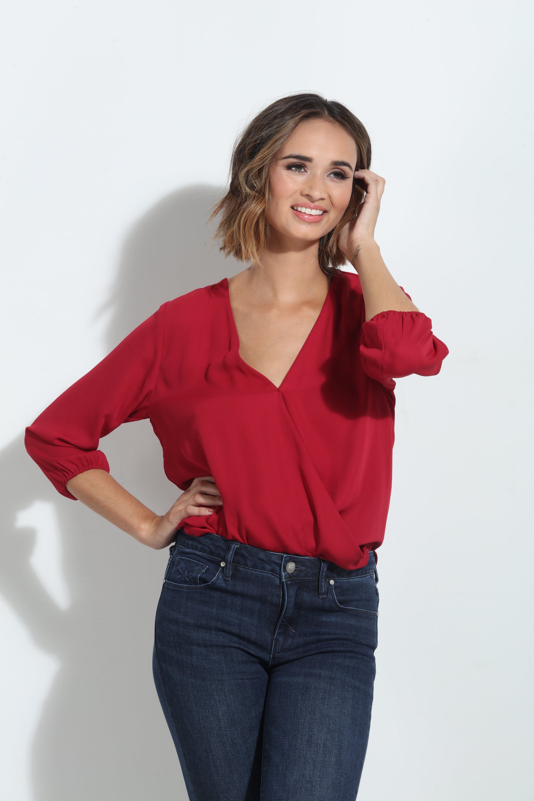 Burgundy Surplice Blouse -FINAL SALE