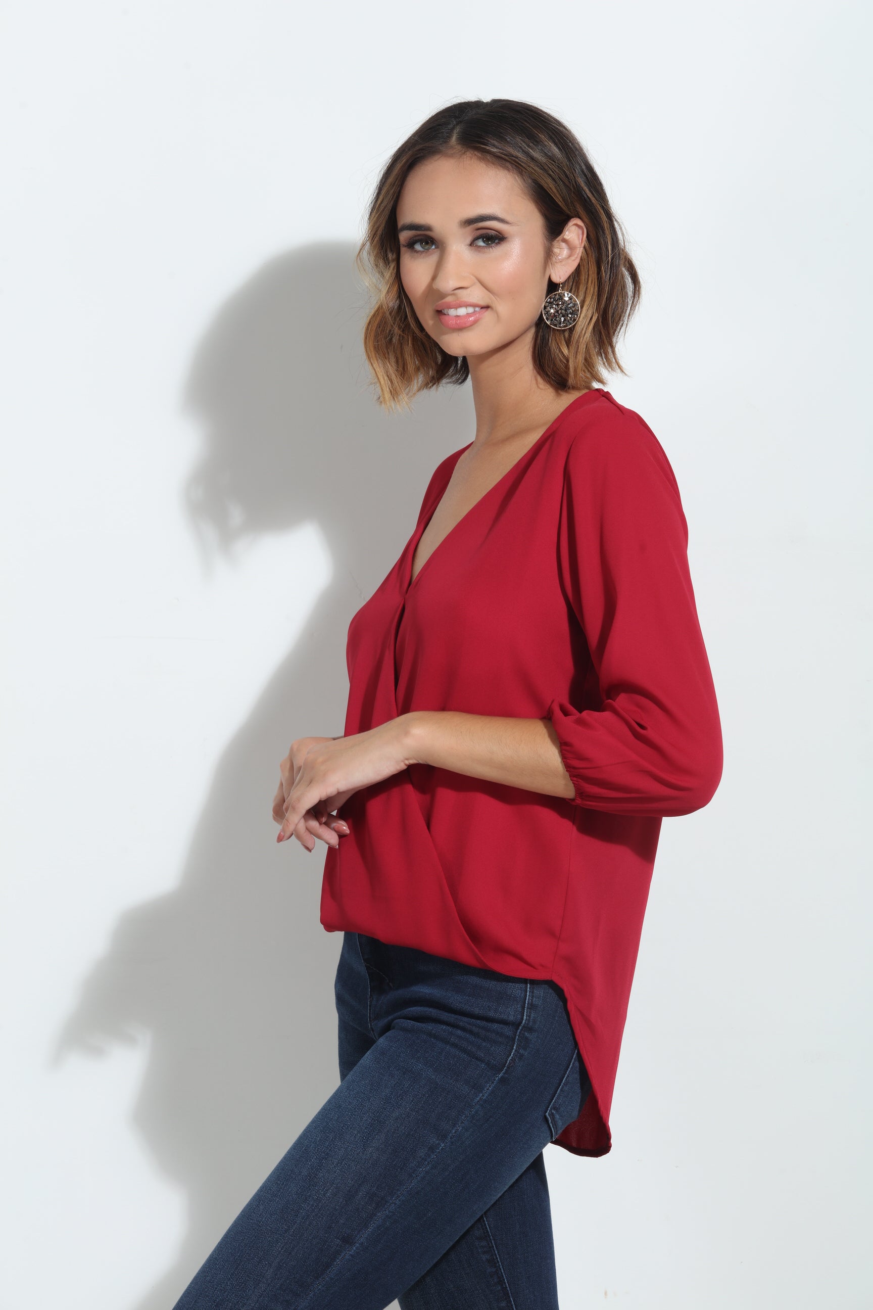 Burgundy Surplice Blouse -FINAL SALE