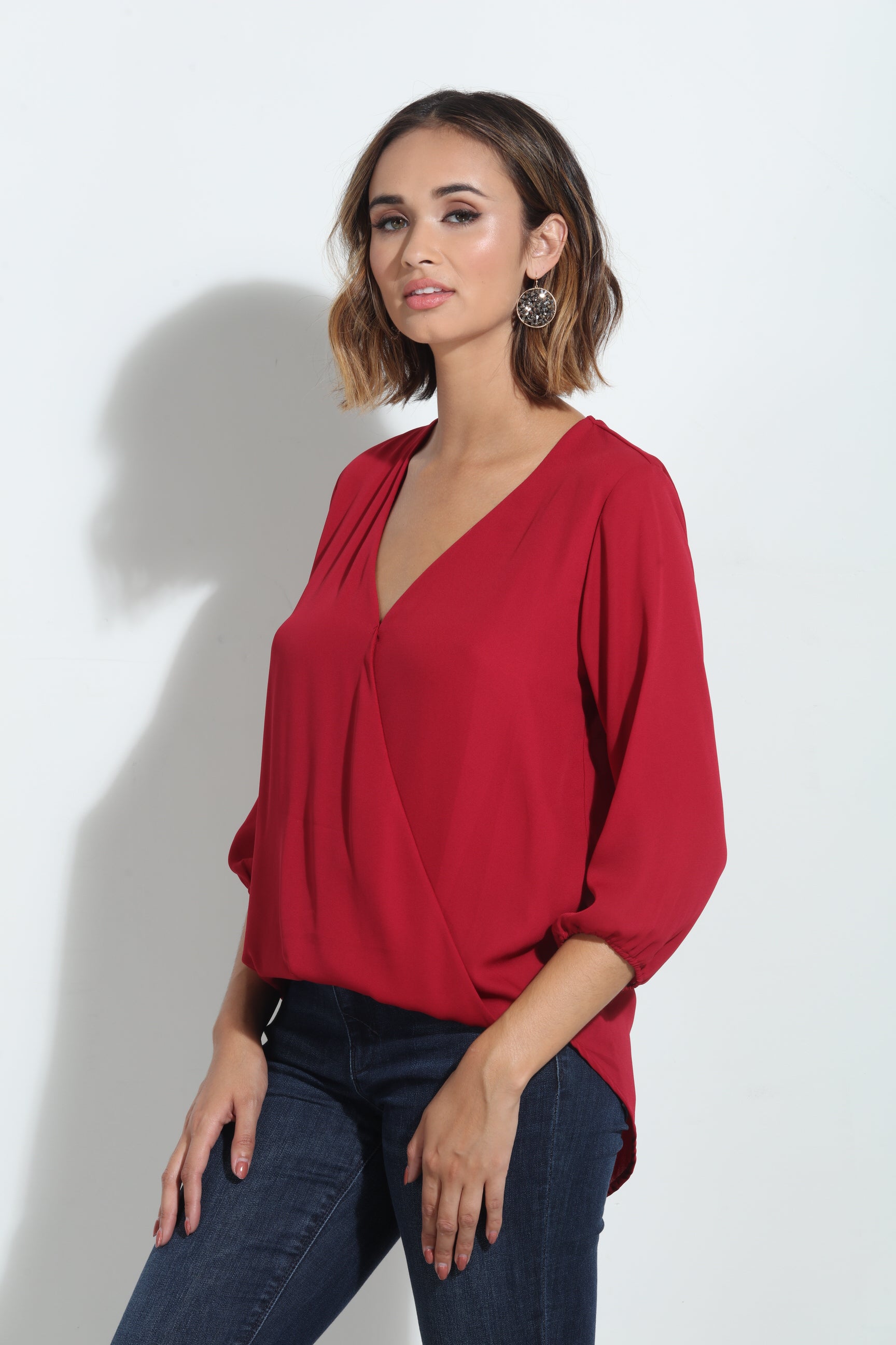 Burgundy Surplice Blouse -FINAL SALE