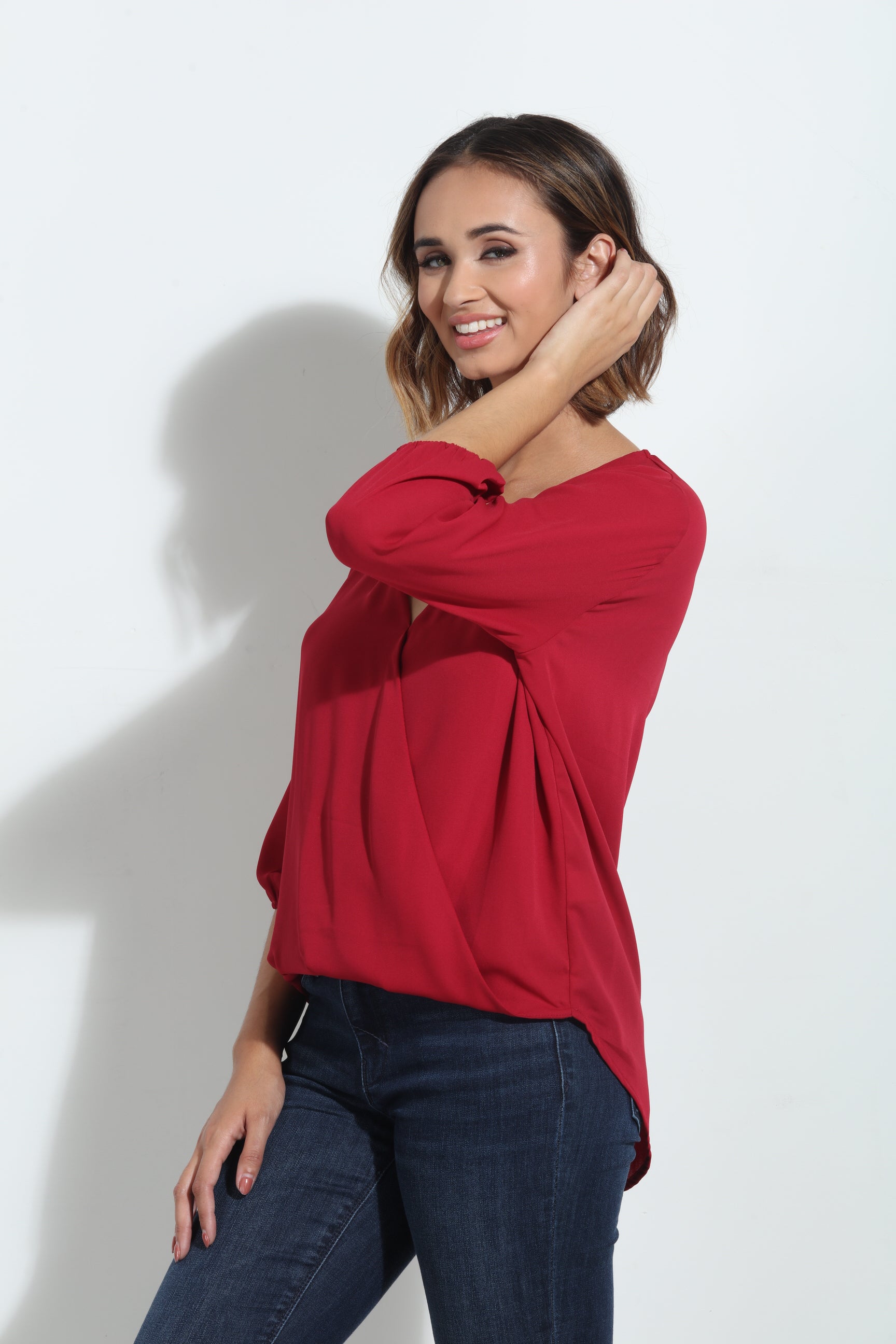 Burgundy Surplice Blouse -FINAL SALE