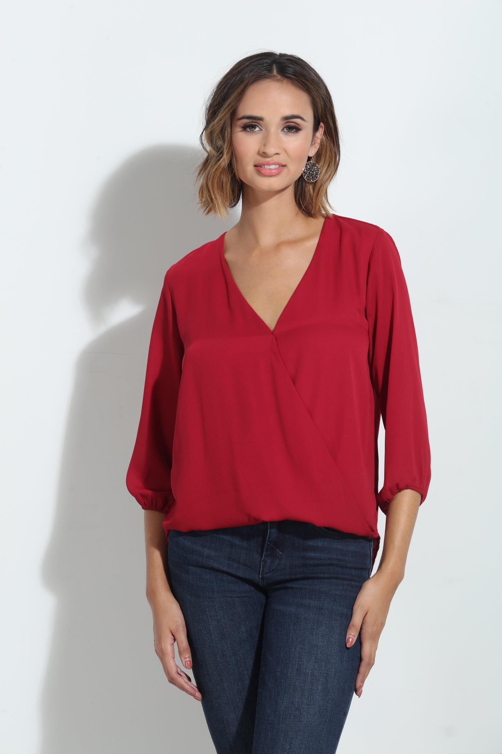 Burgundy Surplice Blouse -FINAL SALE