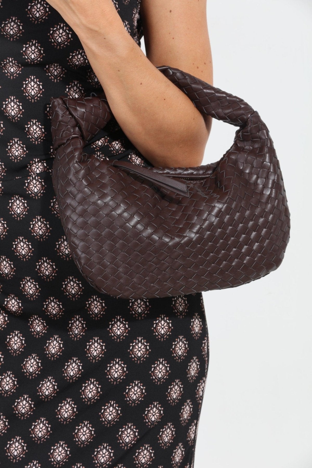 Chocolate Knot Woven Shoulder Purse