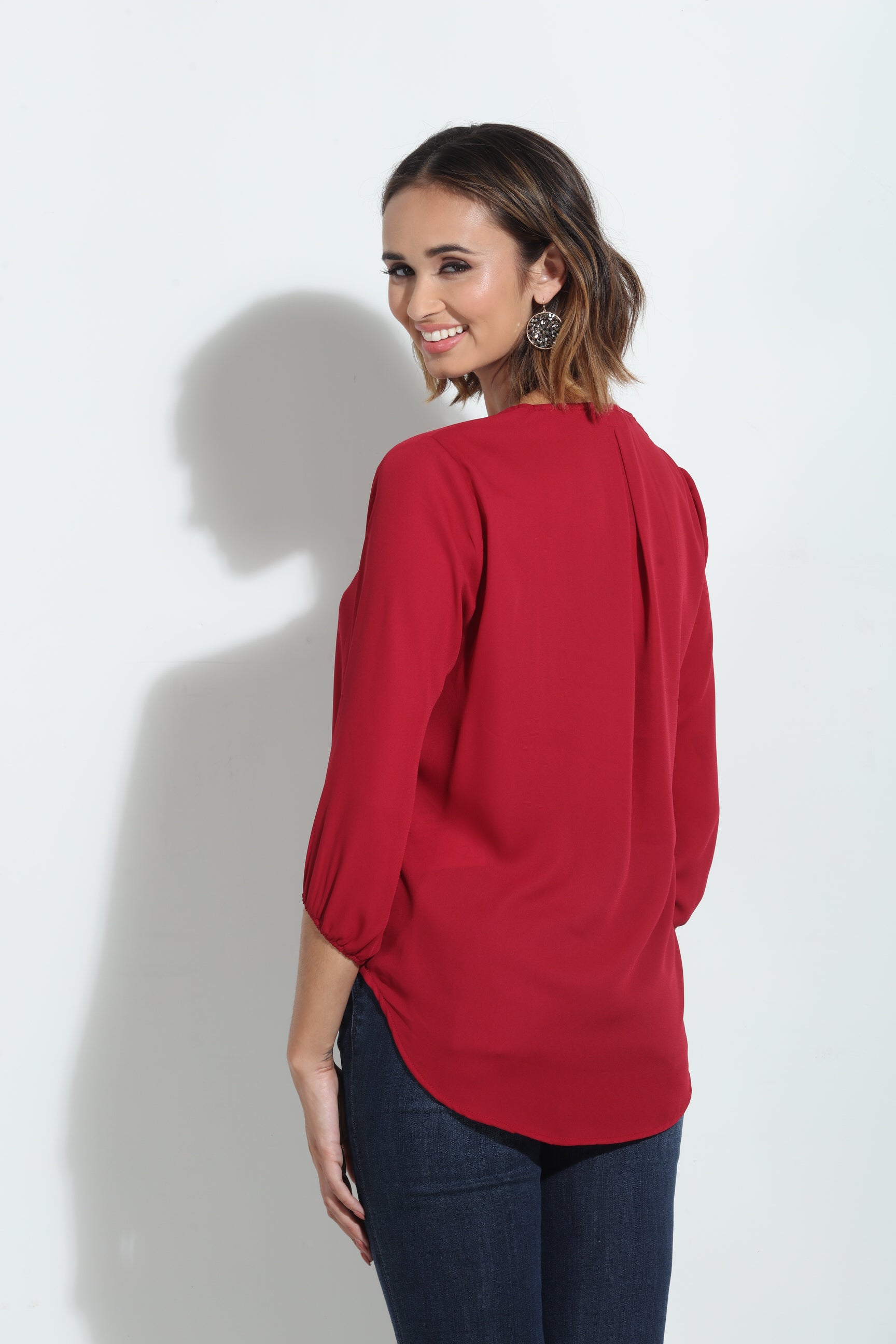 Burgundy Surplice Blouse -FINAL SALE