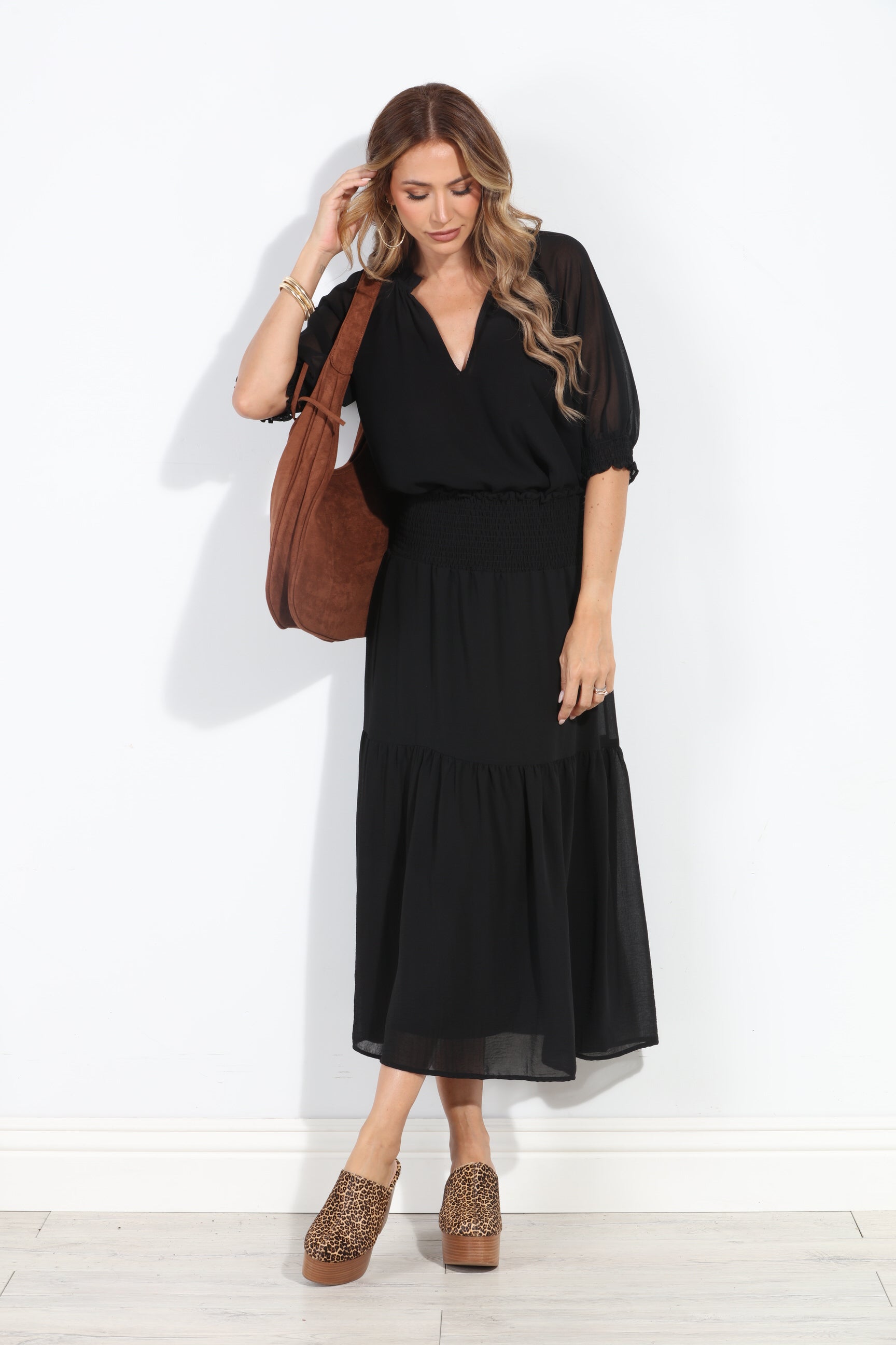 Black Split Neck Blouse-BEST SELLER