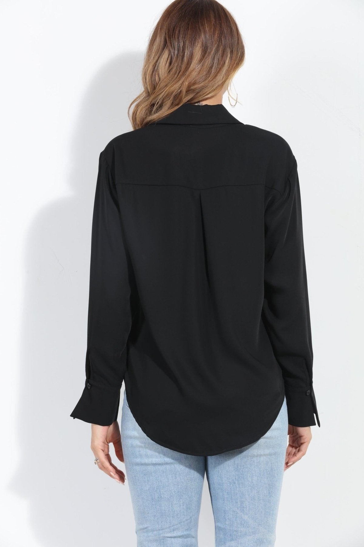 Black Politan Button Blouse-BEST SELLER
