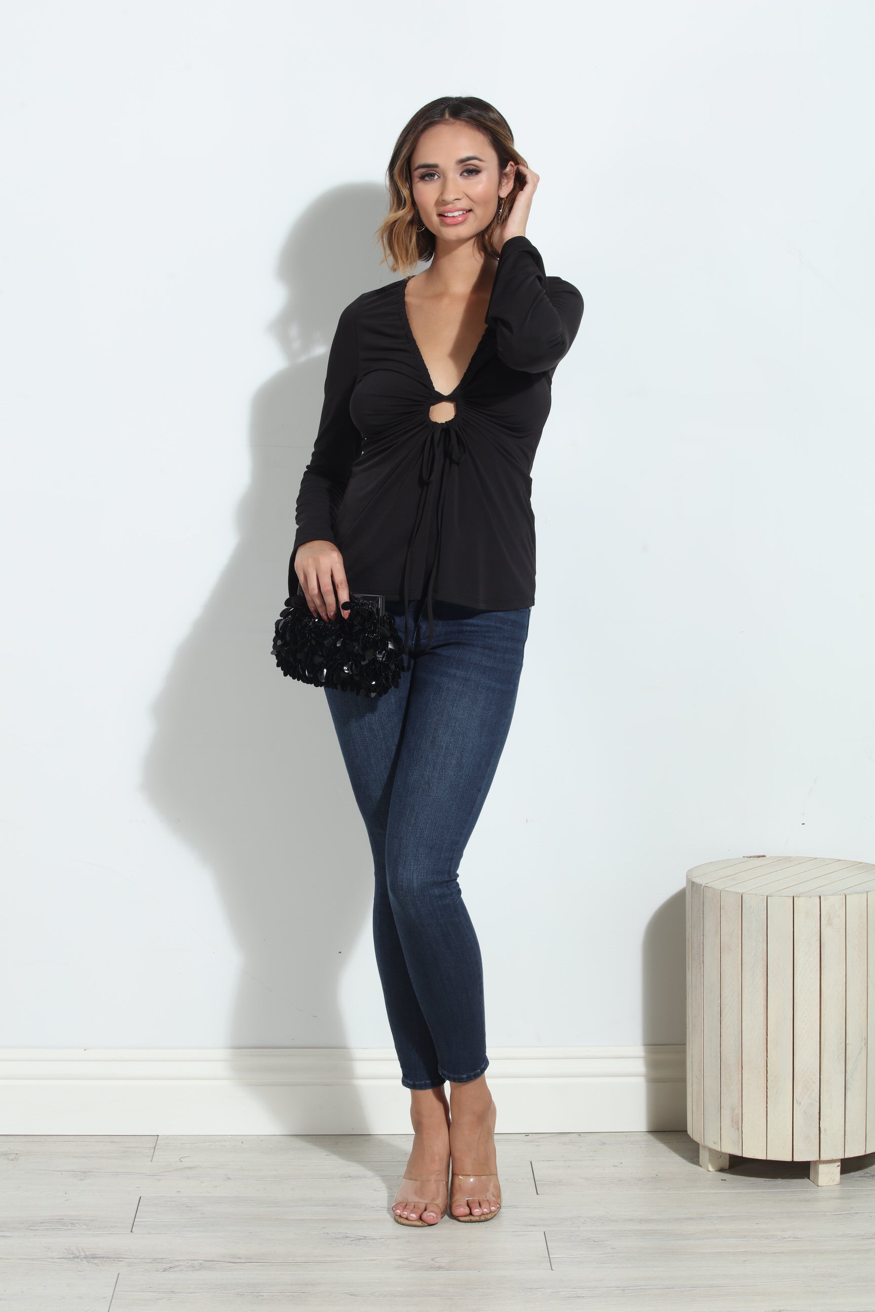 Black Bell Sleeve Top
