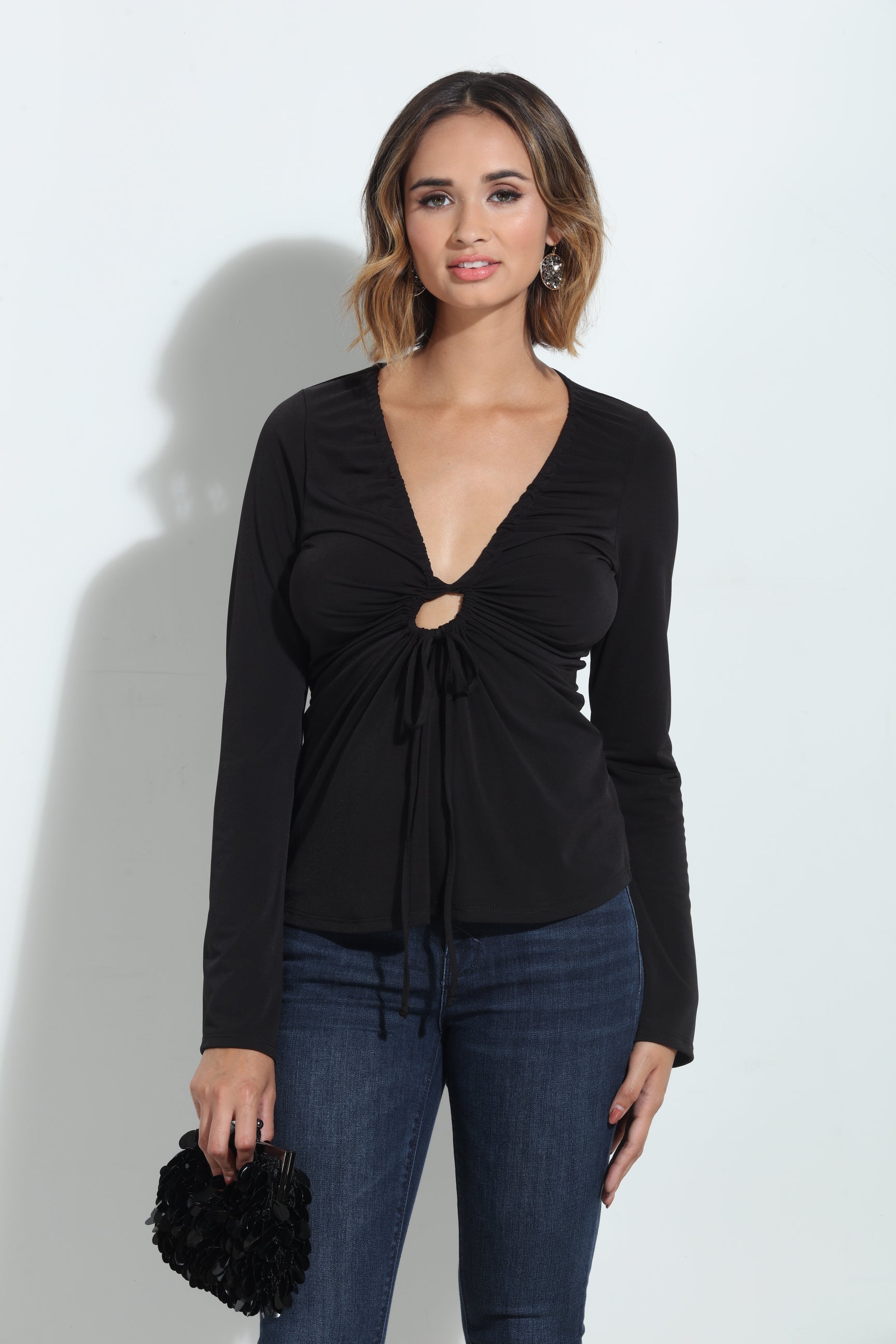 Black Bell Sleeve Top