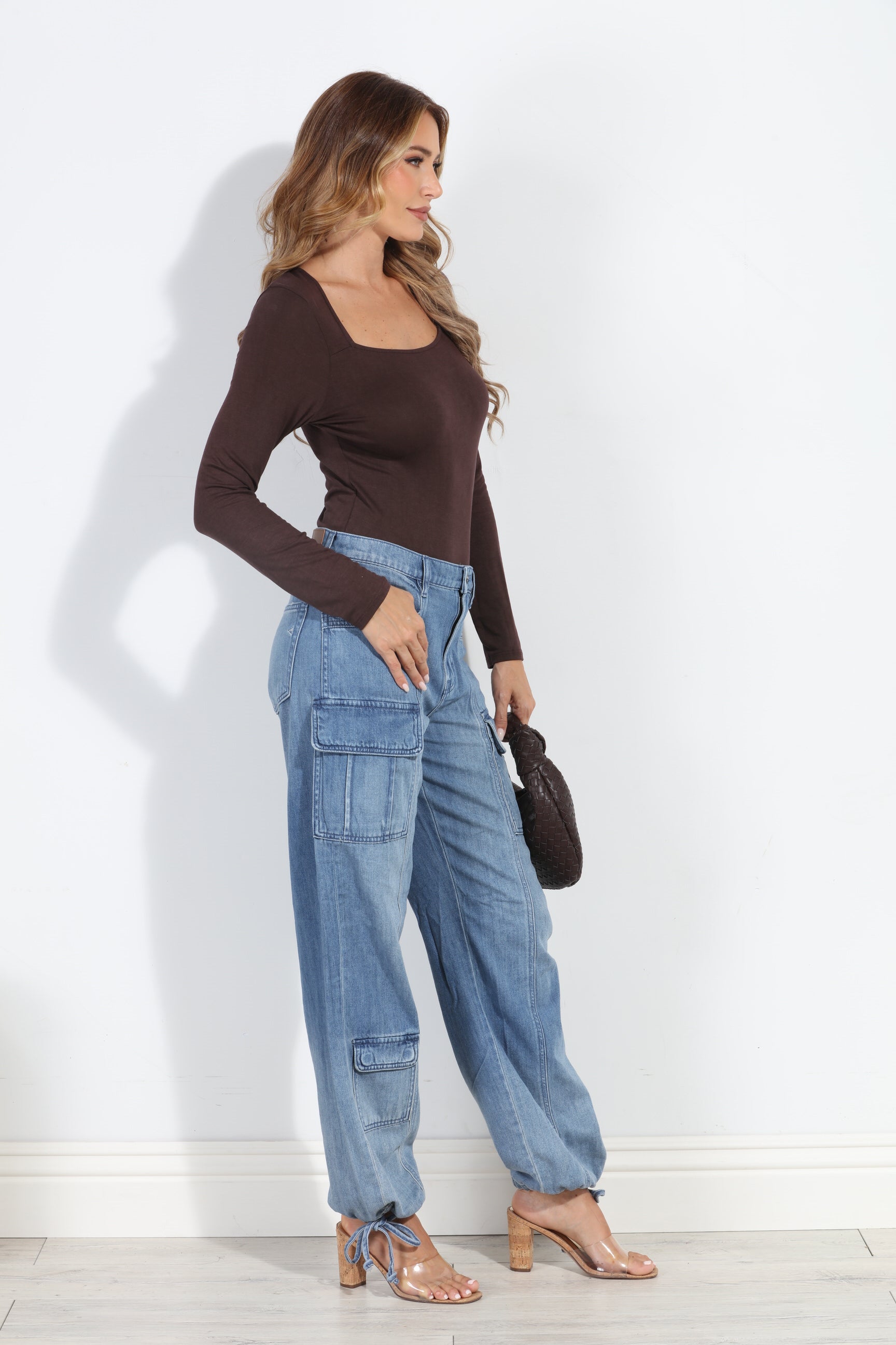 Kaylee Square Neck Tee- Brown-FINAL SALE
