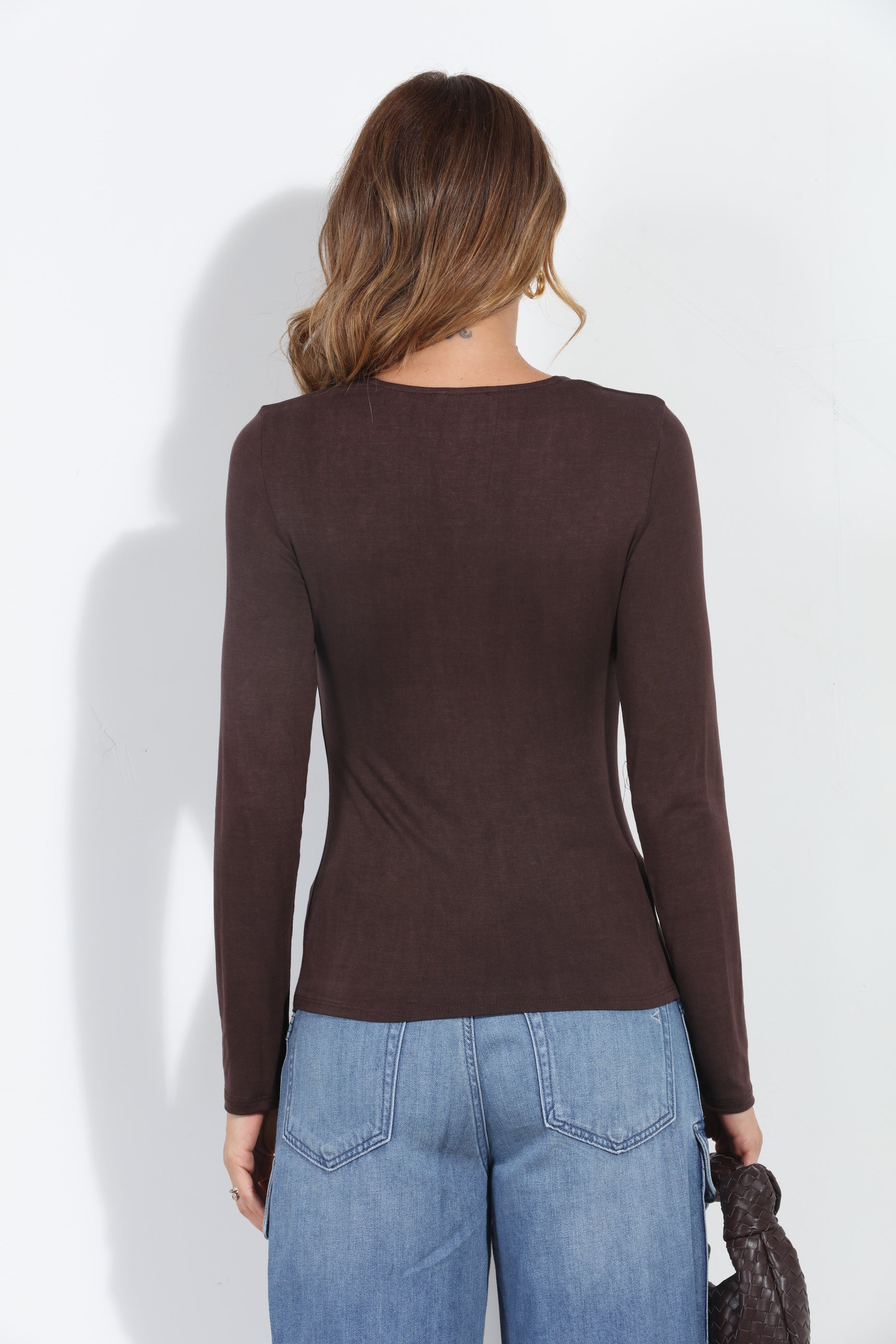 Kaylee Square Neck Tee- Brown-FINAL SALE