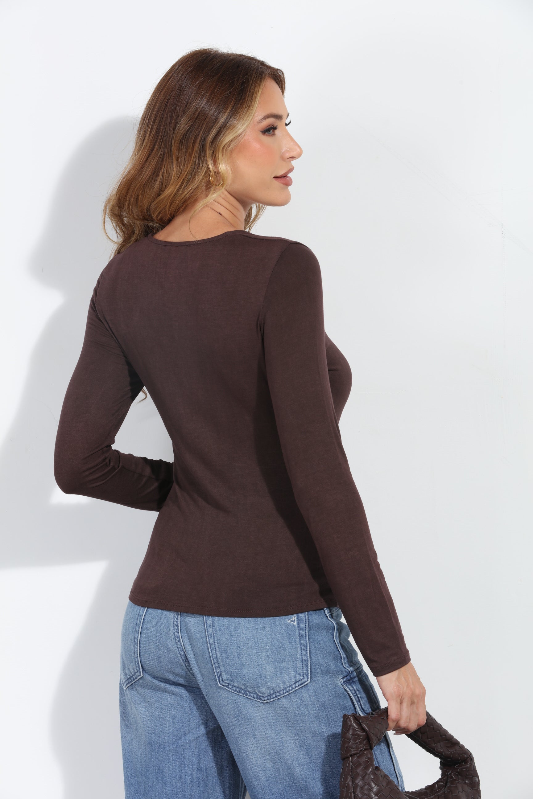 Kaylee Square Neck Tee- Brown-FINAL SALE