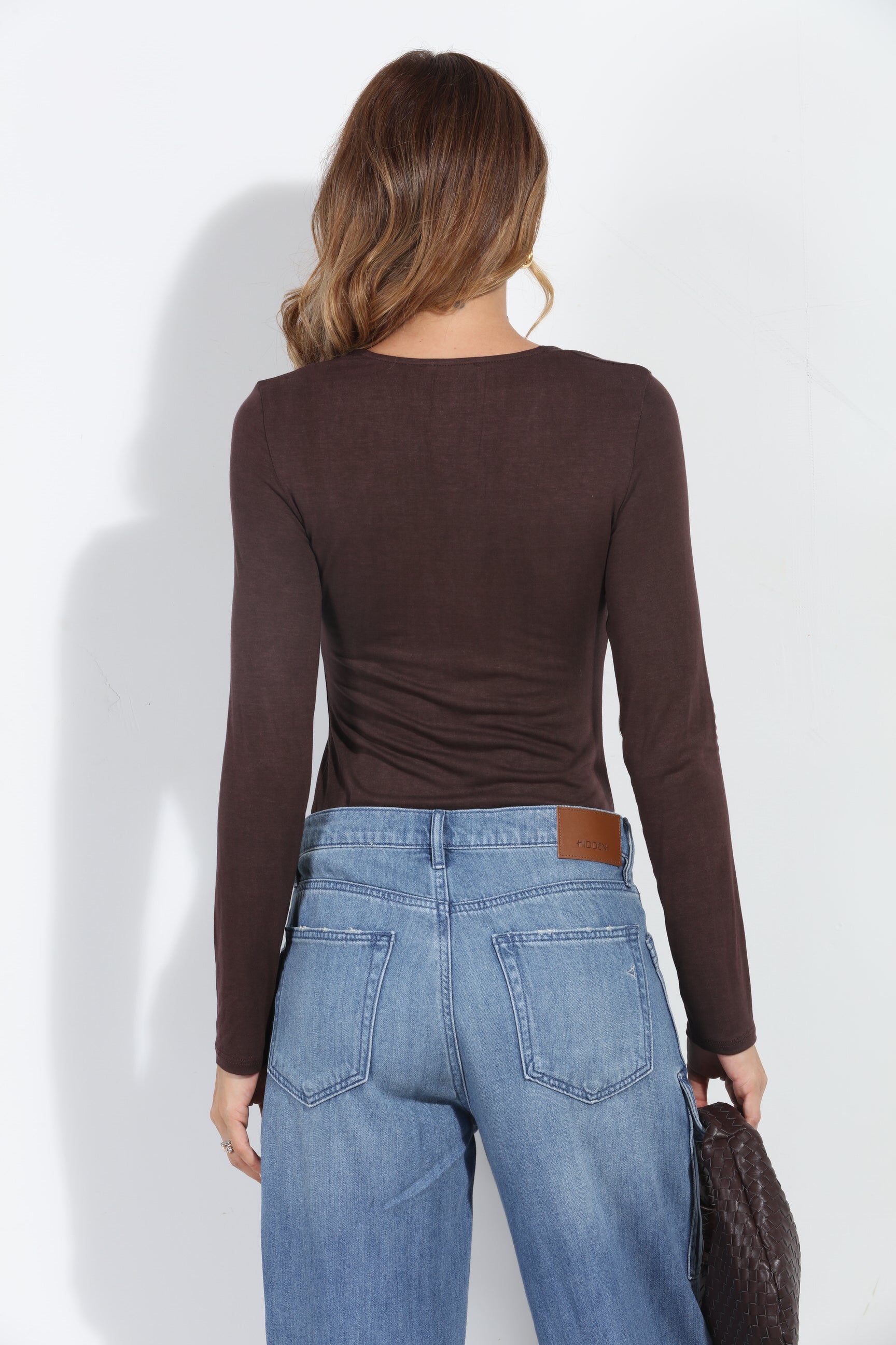Kaylee Square Neck Tee- Brown-FINAL SALE