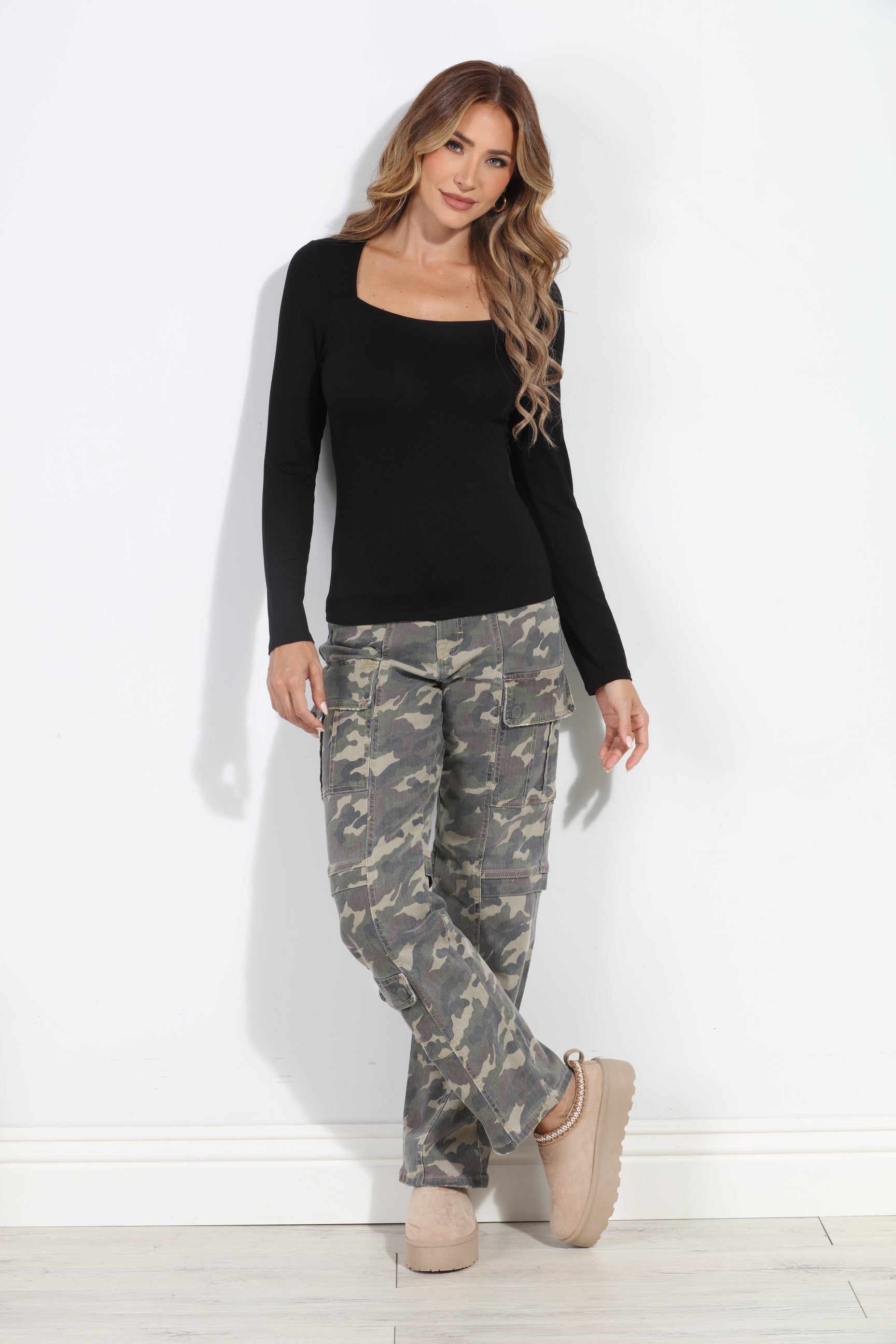 Kaylee Square Neck Tee- Black-BEST SELLER