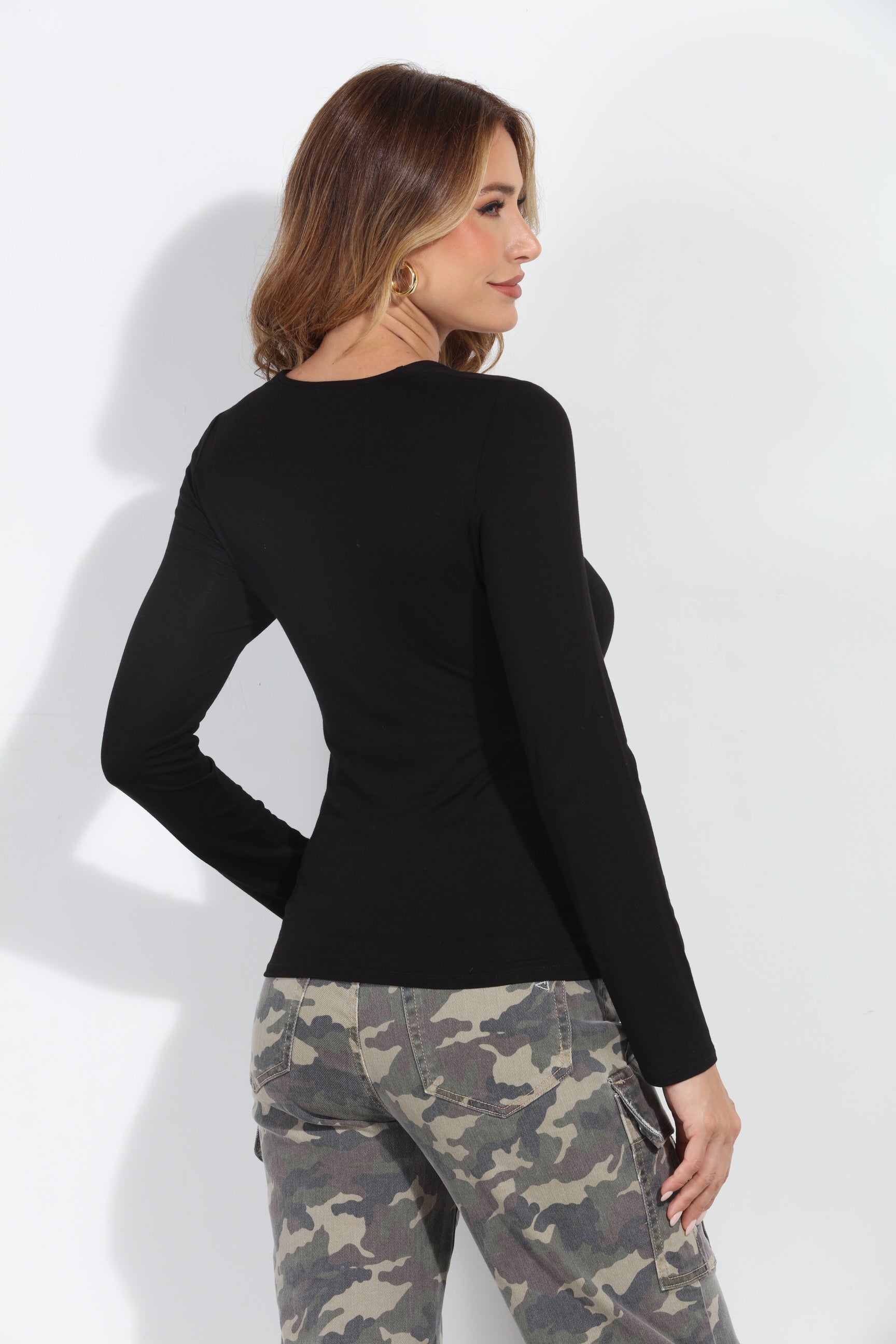 Kaylee Square Neck Tee- Black-BEST SELLER