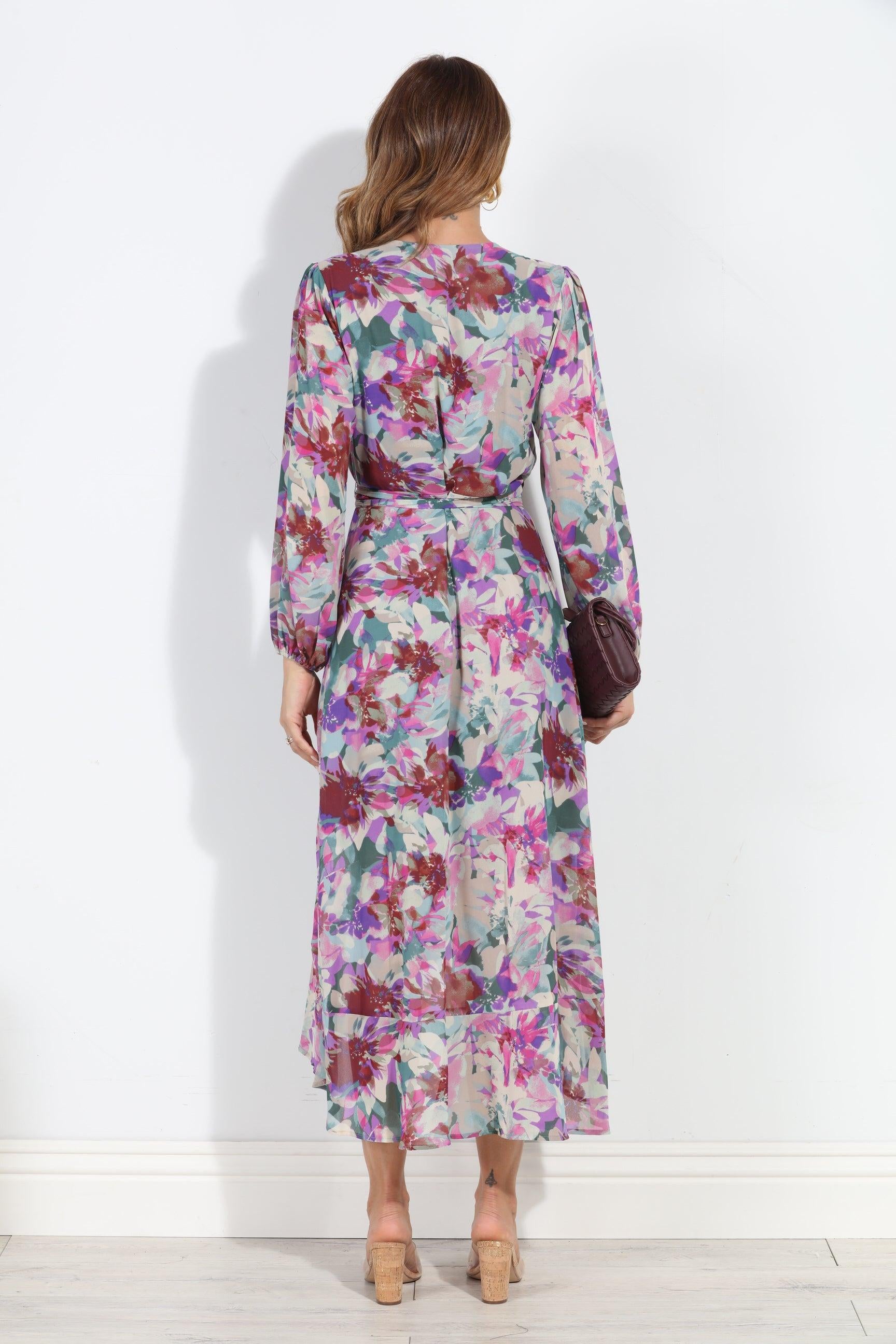 Cassandra Chiffon Ruffle Wrap Dress-BEST SELLER