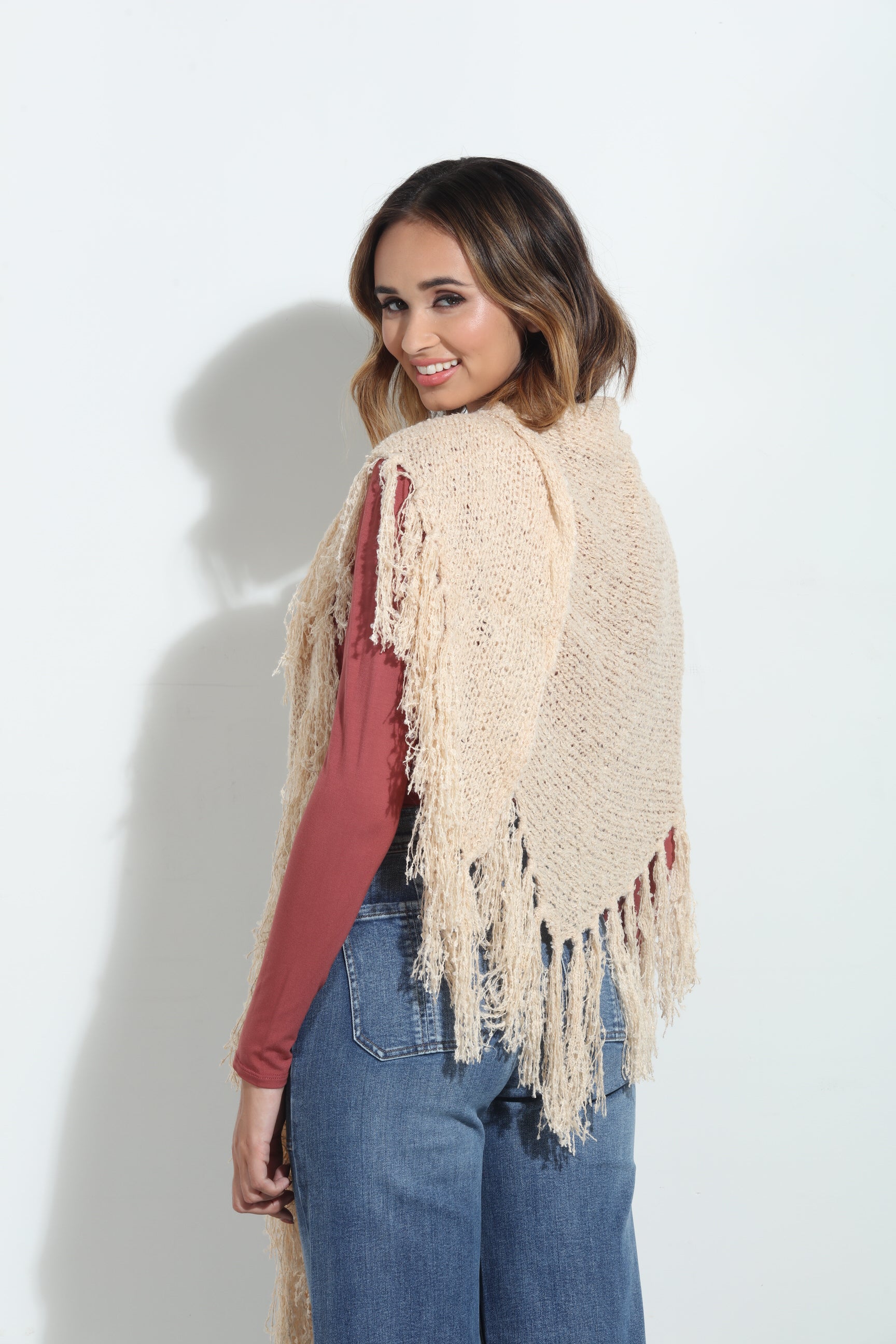 Oat Chenille Tassel Scarf
