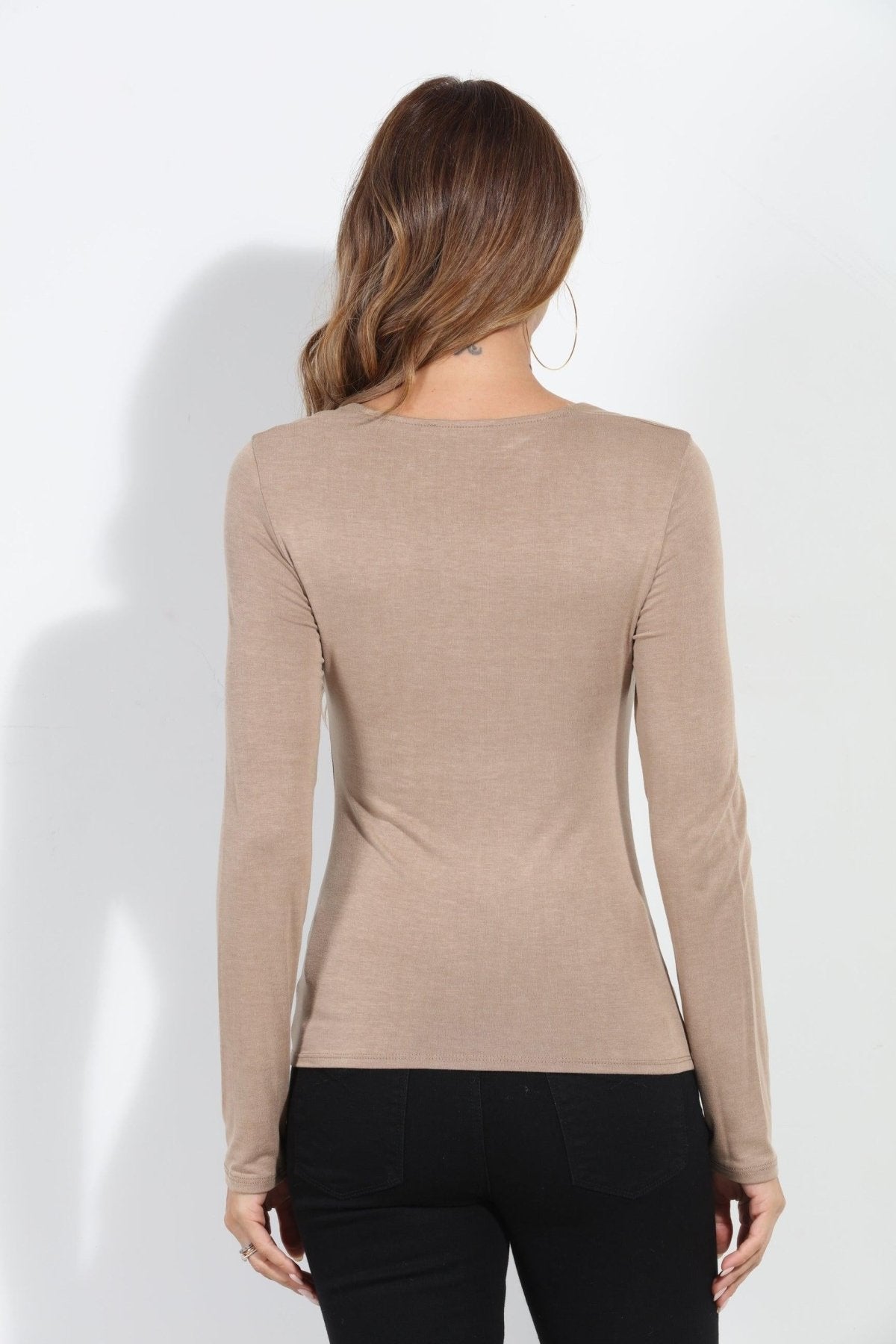 Kaylee Square Neck Tee- Dark Camel-FINAL SALE