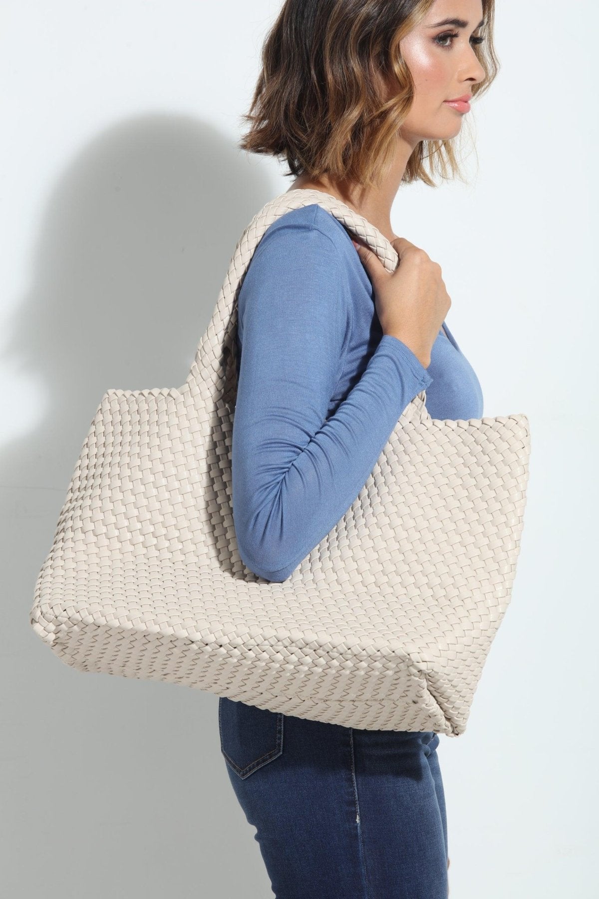 Solana Woven Tote- Latte