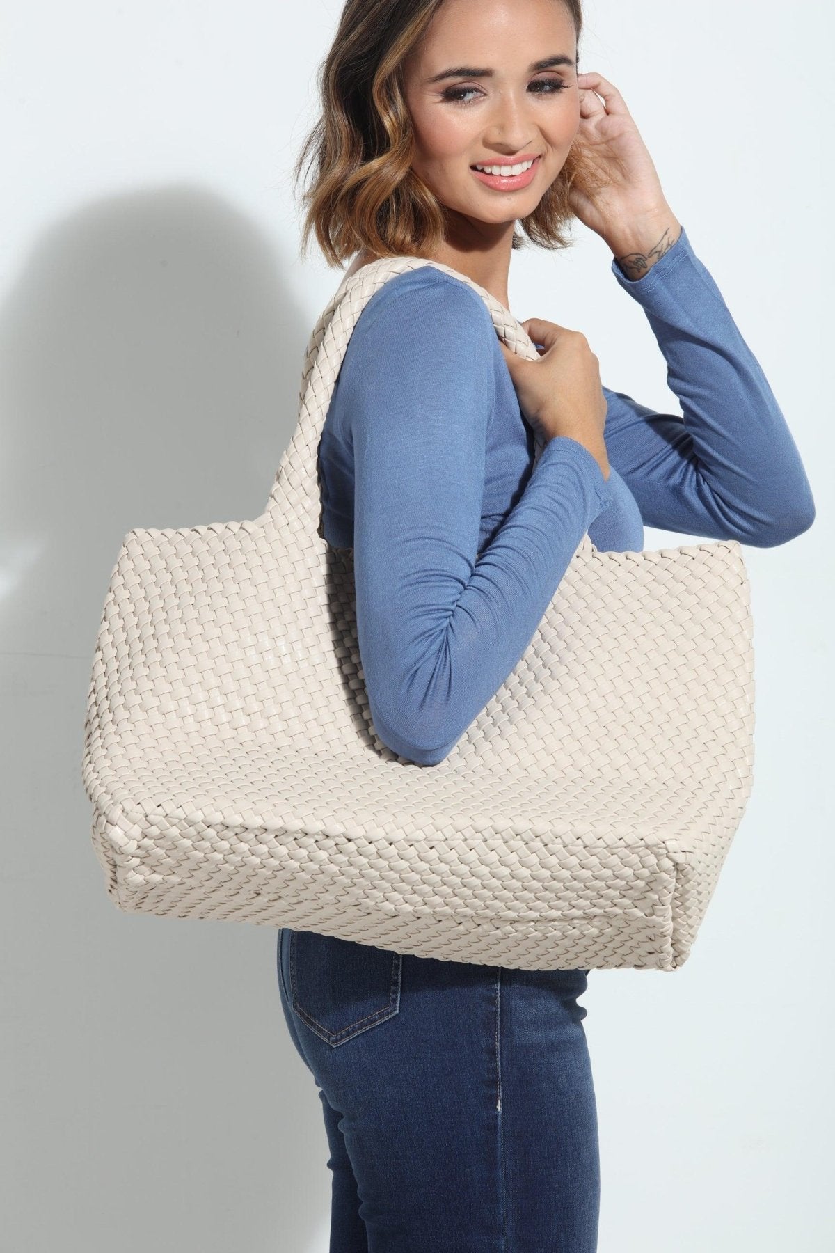 Solana Woven Tote- Latte