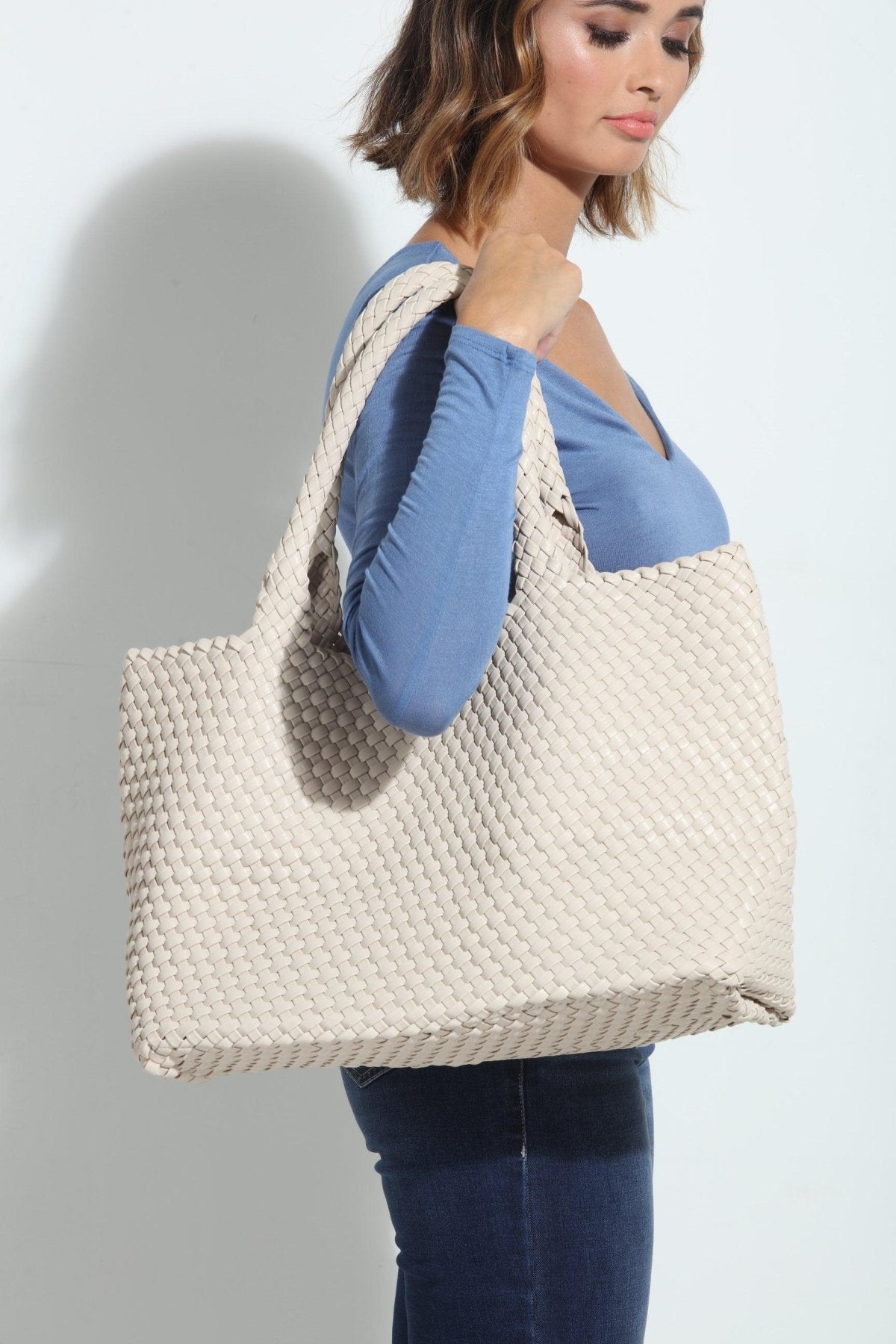 Solana Woven Tote- Latte