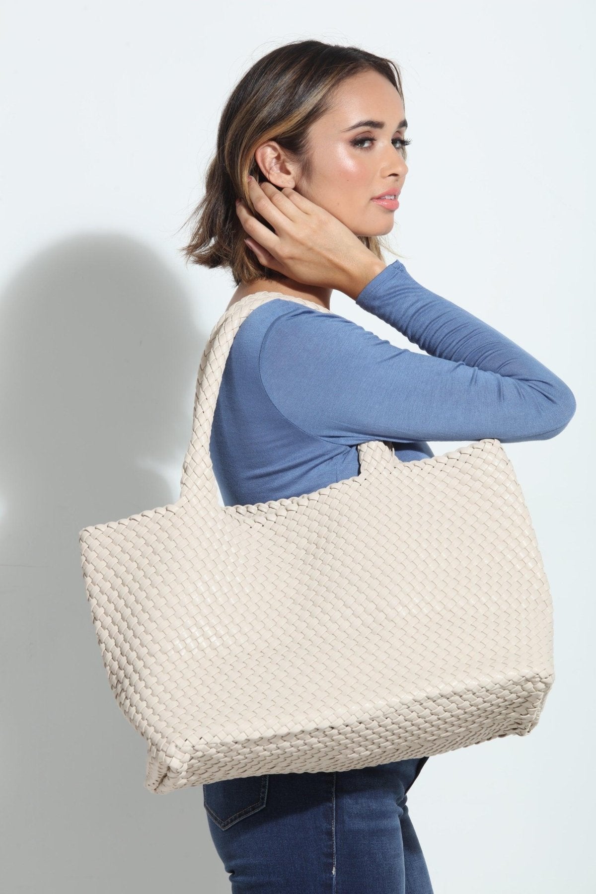 Solana Woven Tote- Latte