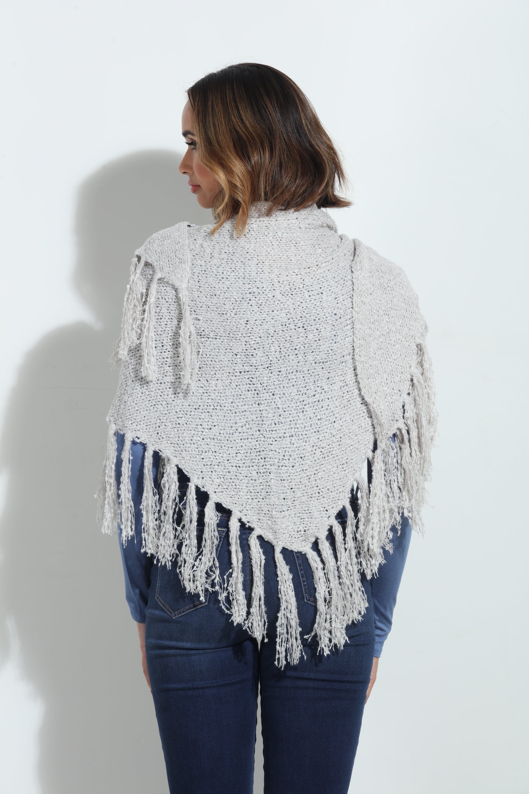 Grey Chenille Tassel Scarf