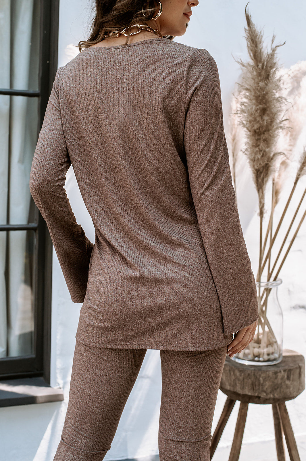 Mocha Ribbed Tunic- FINAL SALE