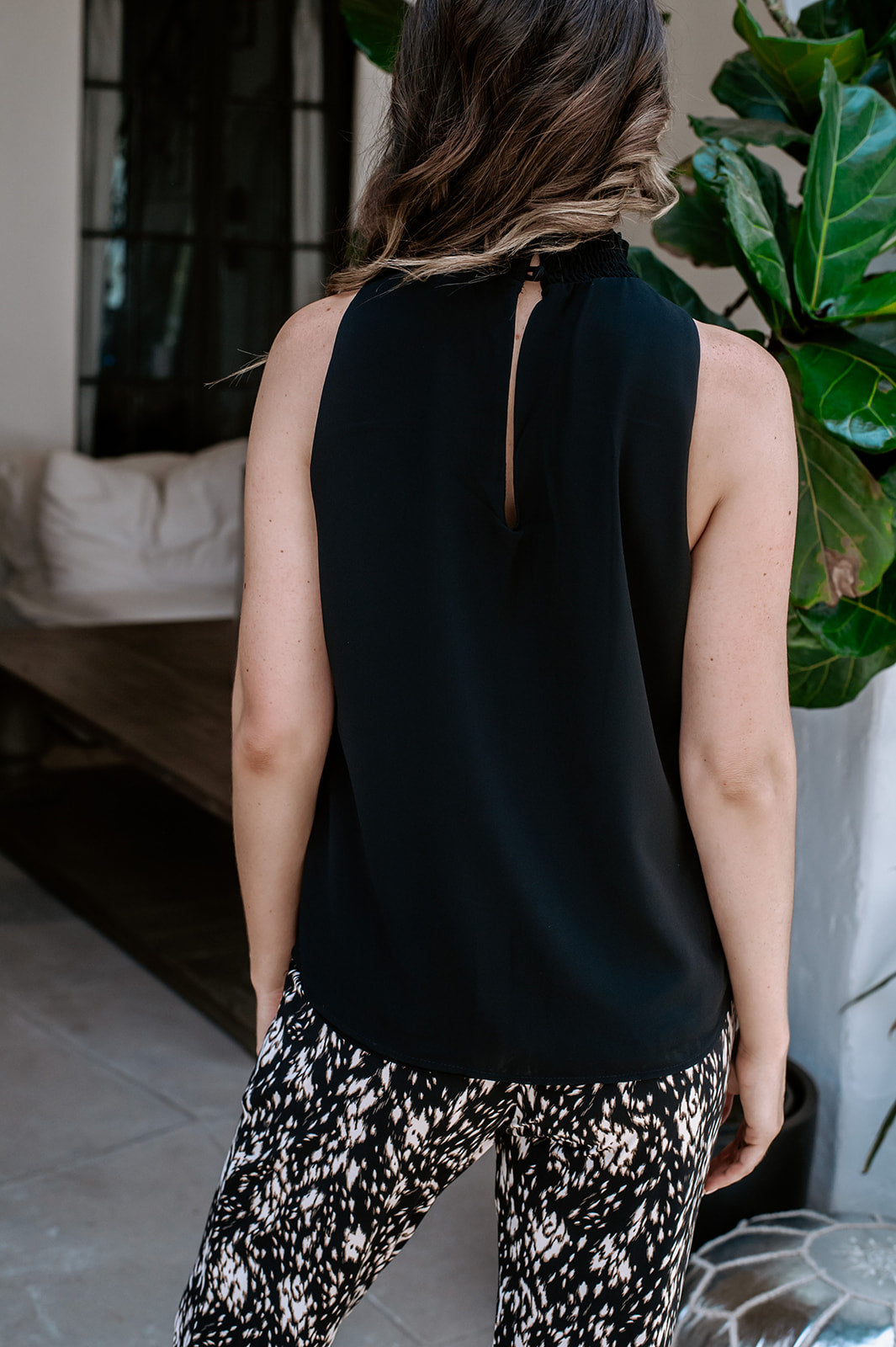 Black High-Neck Chiffon Top-FINAL SALE