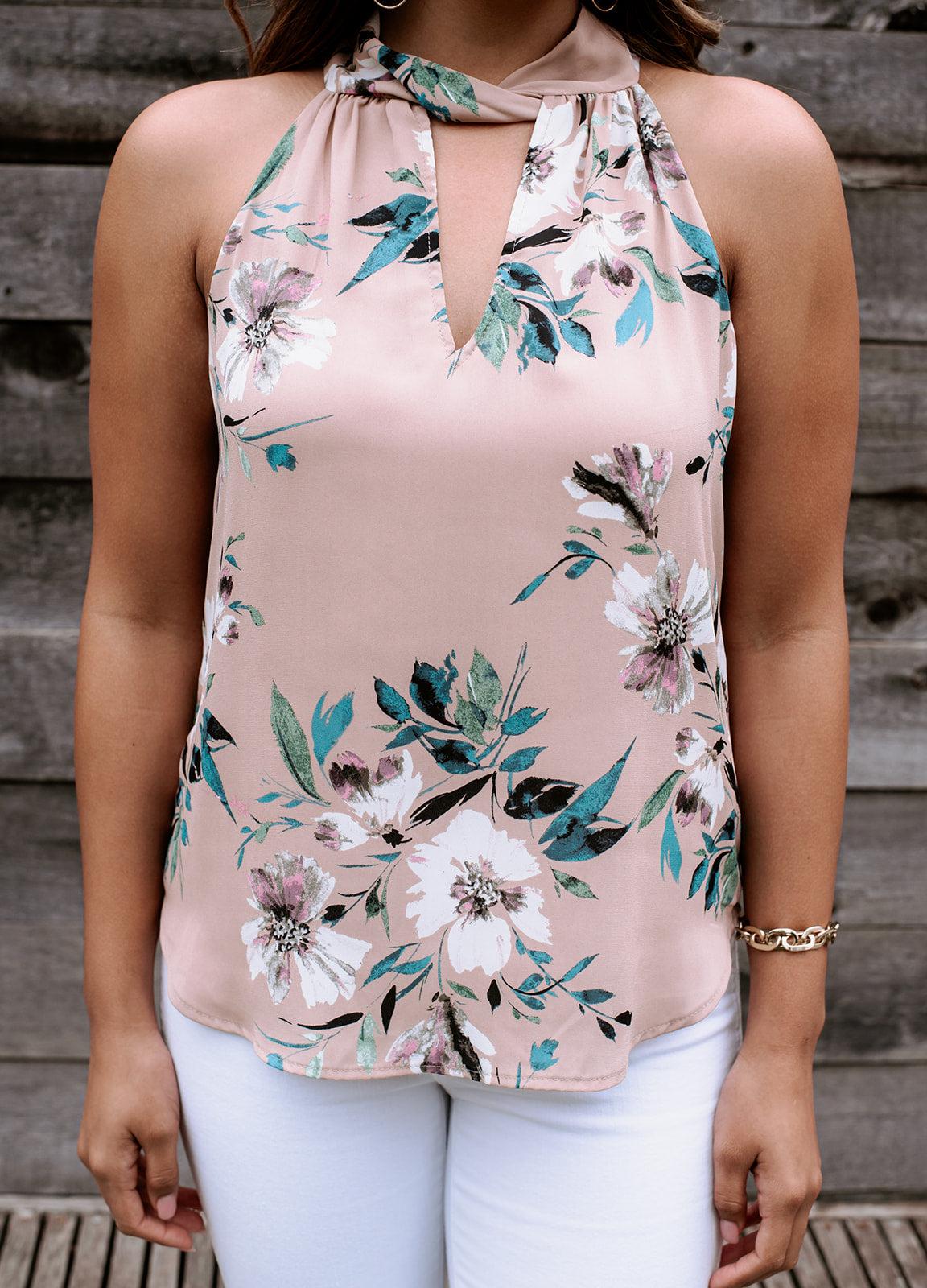 Linda Twist Halter Sleeveless Blouse - FINAL SALE