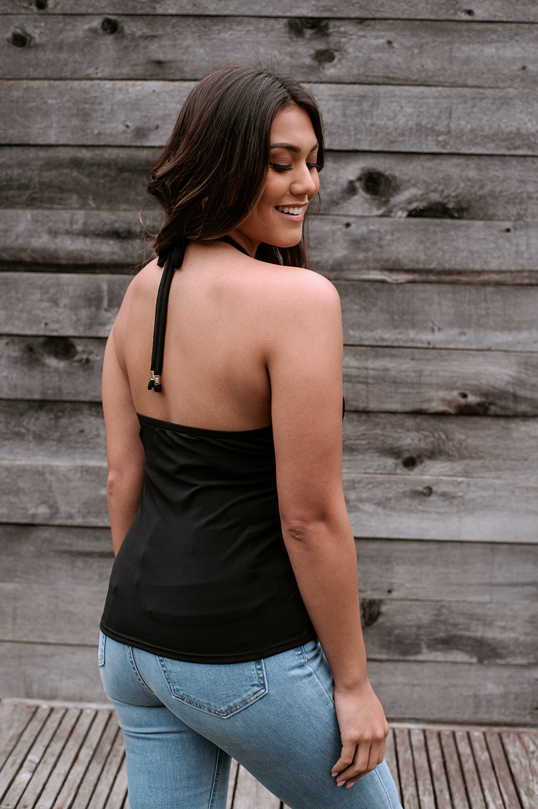 Black Stretch Halter Top - FINAL SALE