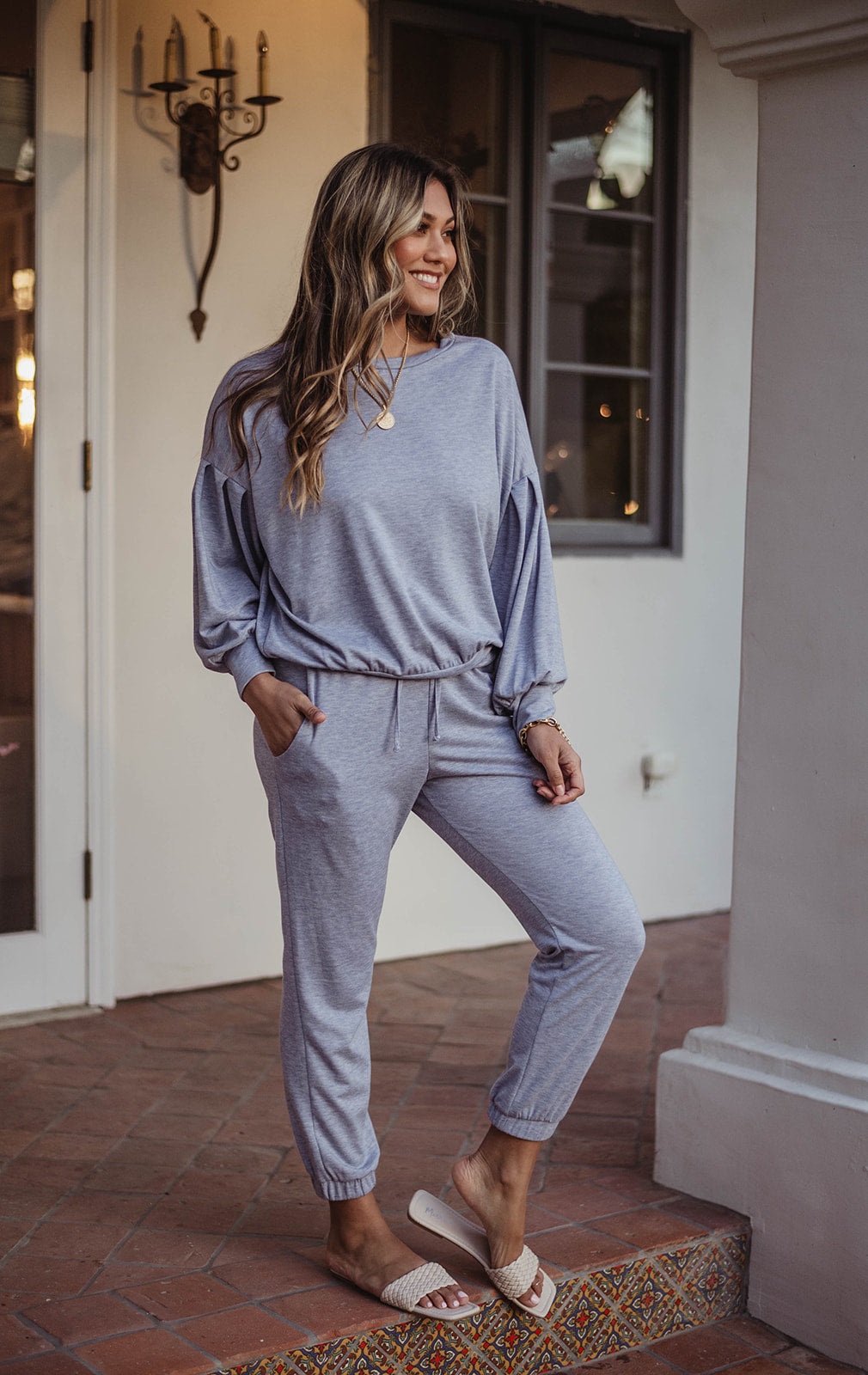 Denim solid French Terry Joggers - FINAL SALE